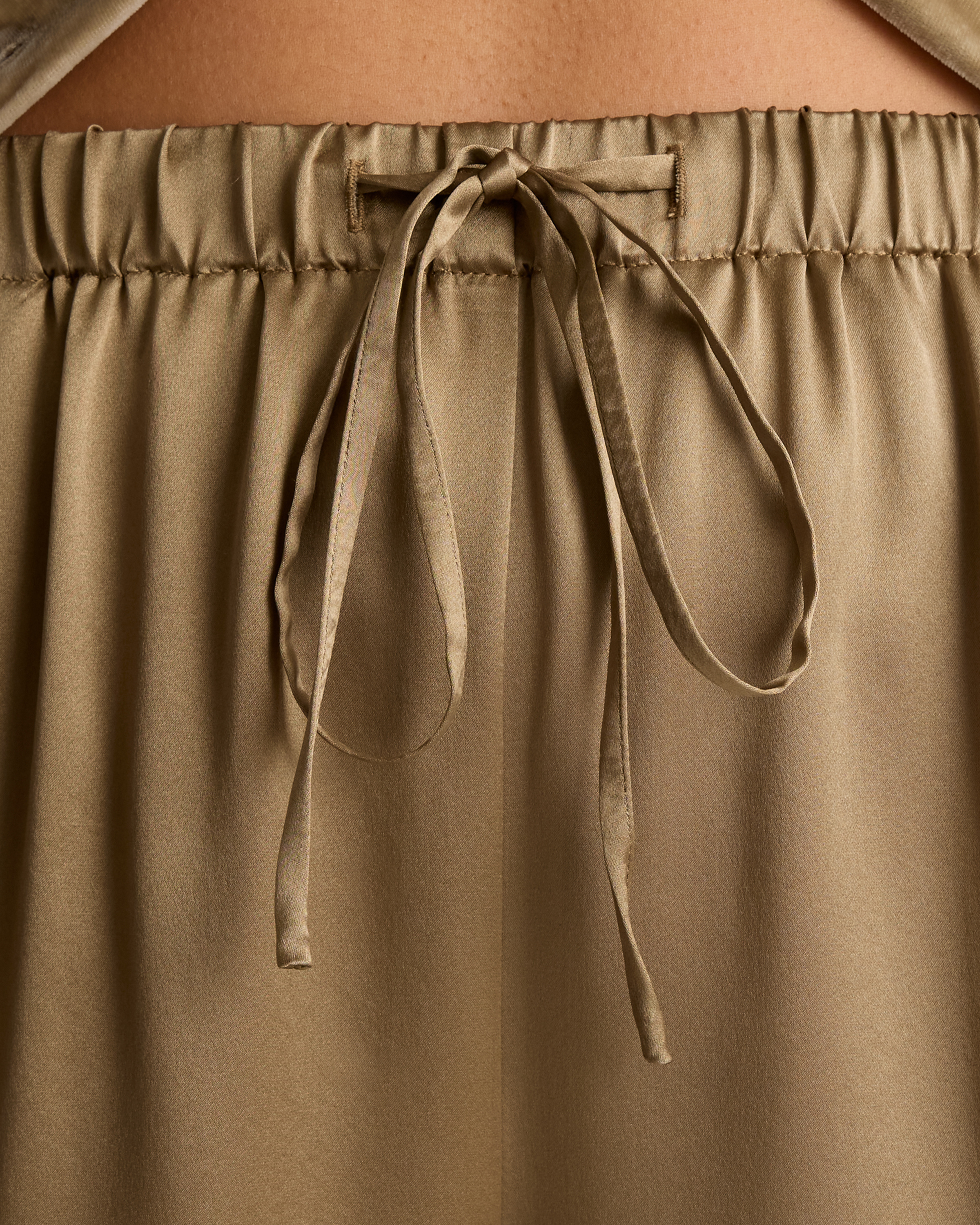 100% Washable Silk Drawstring Wide Leg Pants — Image 4
