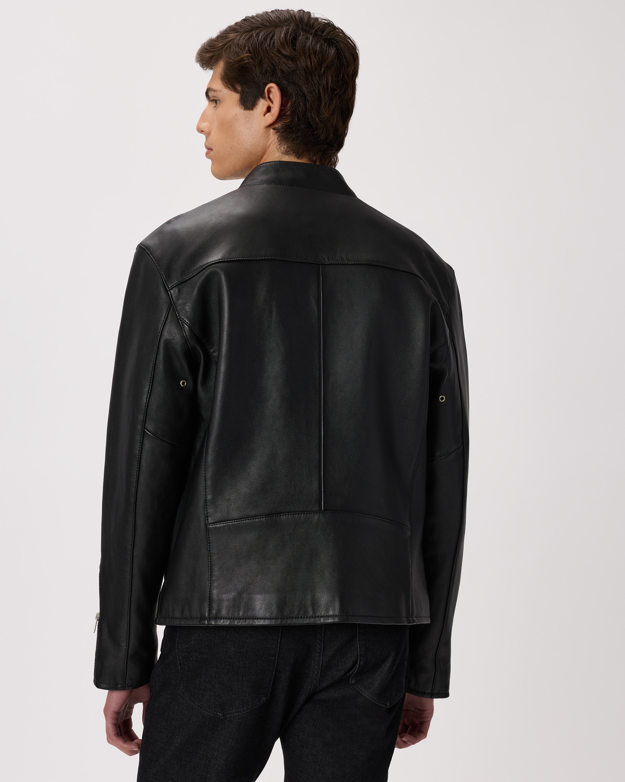 100% Leather Café Racer Jacket — Image 12