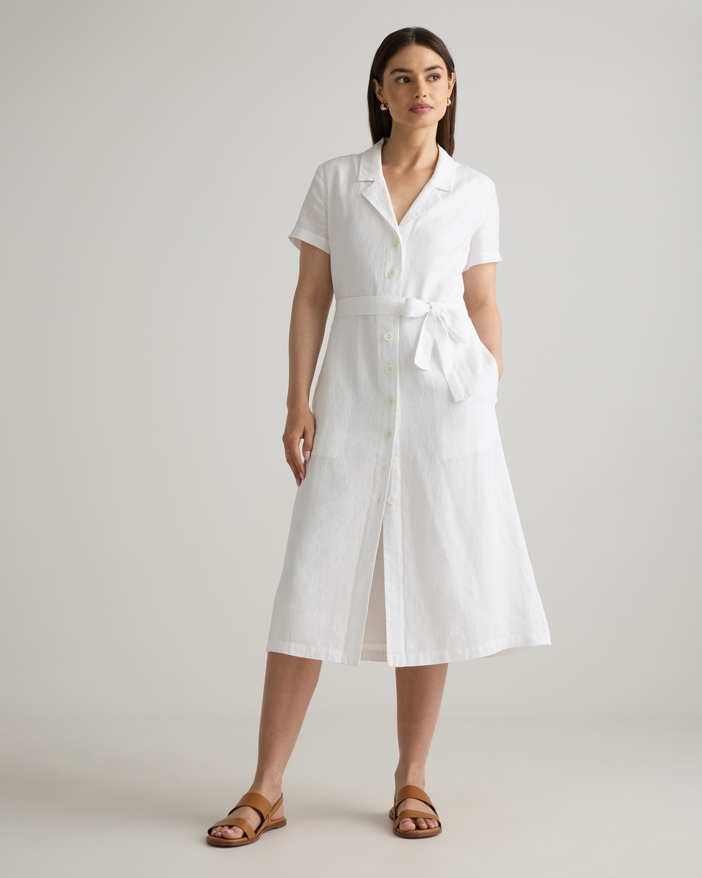 100% European Linen Button Front Dress — Image 39