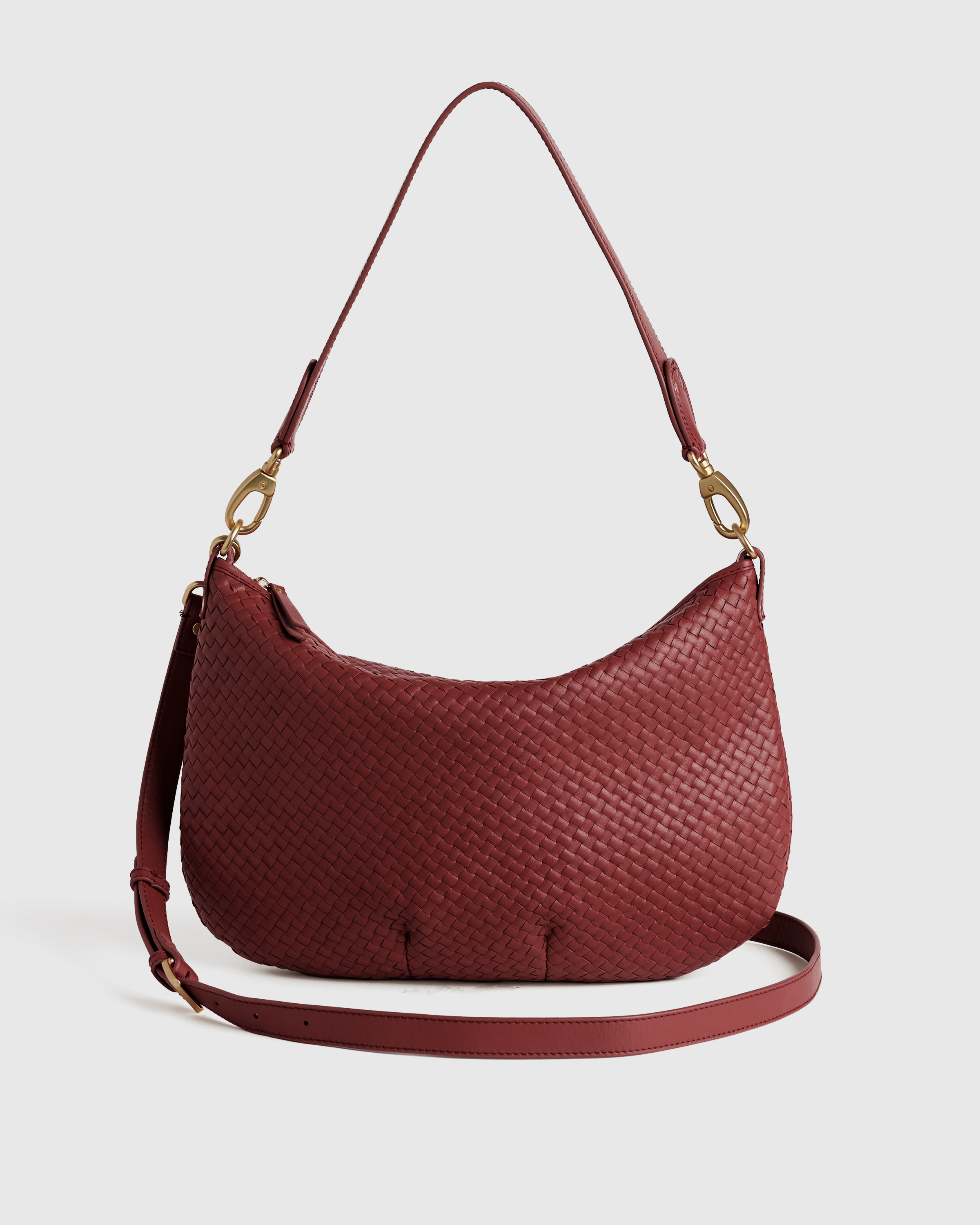 Italian Leather Convertible Crescent Handwoven Shoulder Bag — Image 26