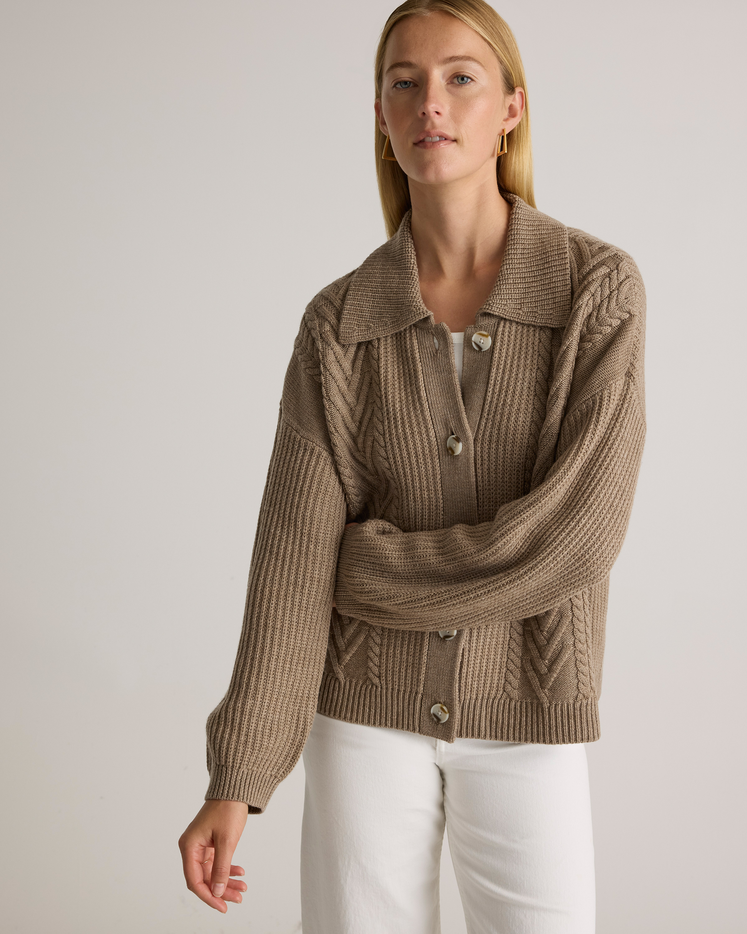 Australian Merino Wool Collared Cable Cardigan — Image 9