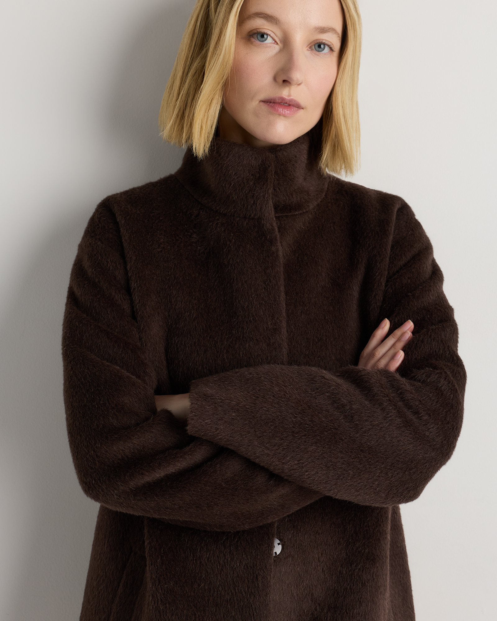 Alpaca-Wool Stand Collar Coat — Image 15