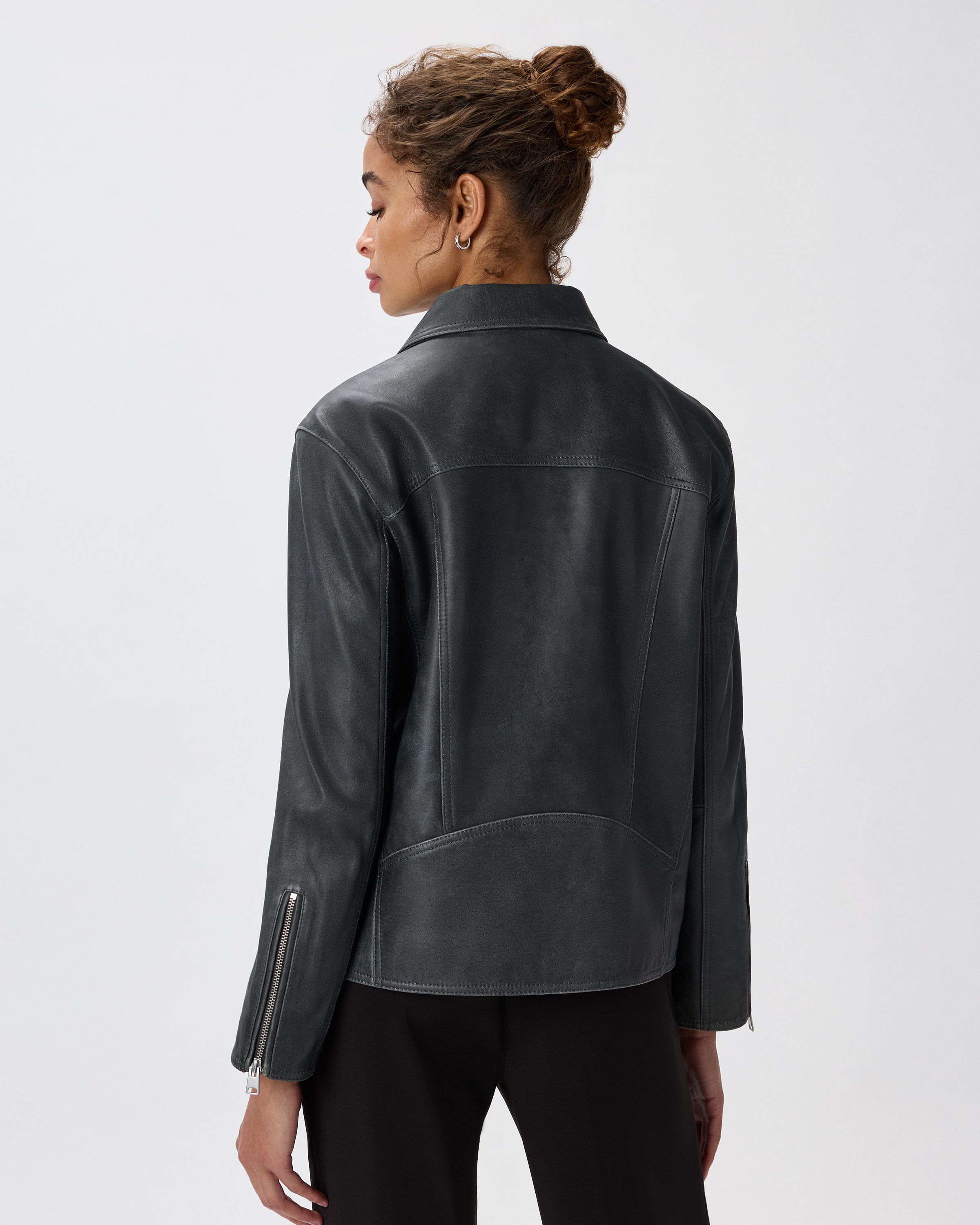 100% Leather Oversized Biker Jacket — Image 22
