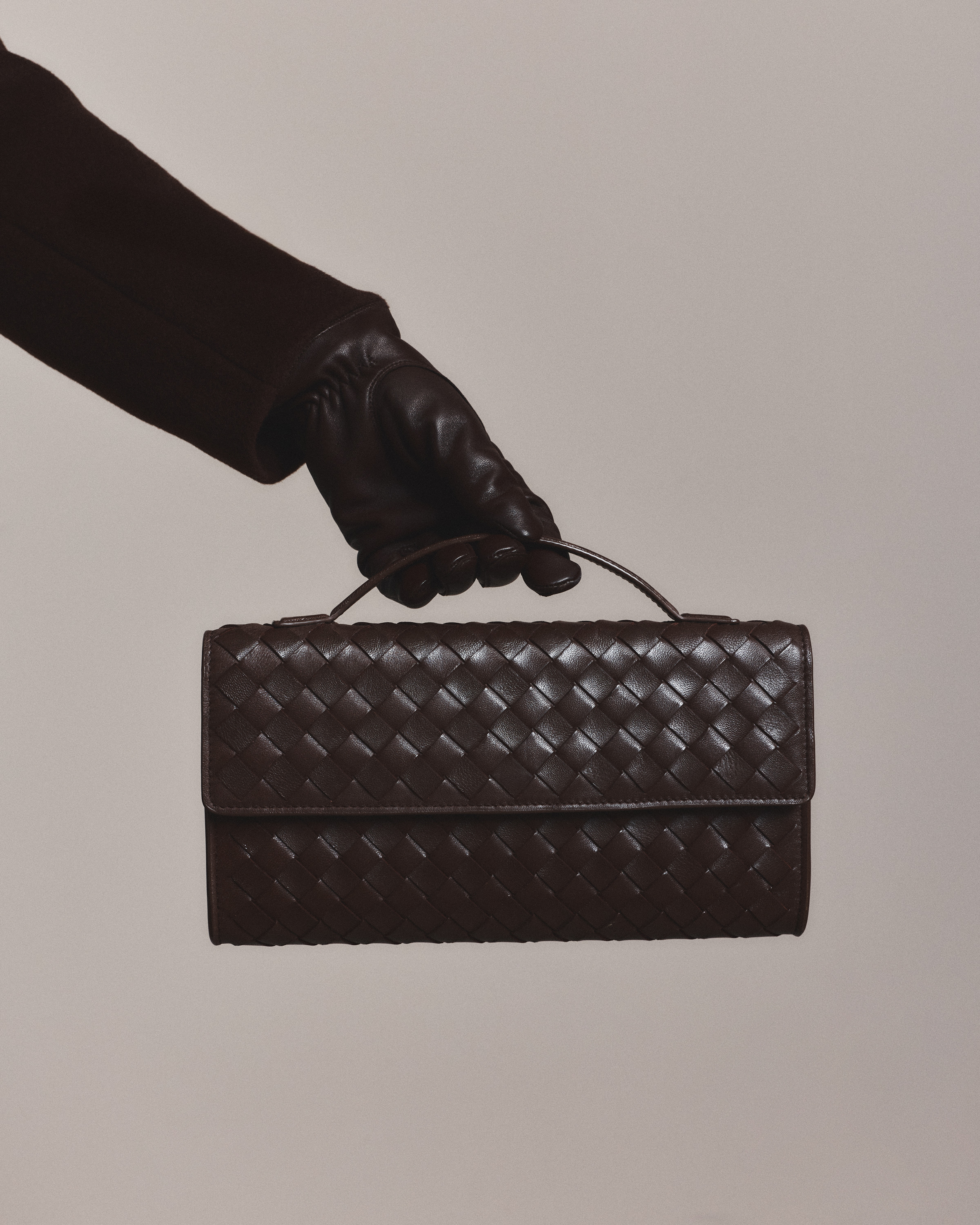 Italian Leather Handwoven Top Handle Clutch — Image 3