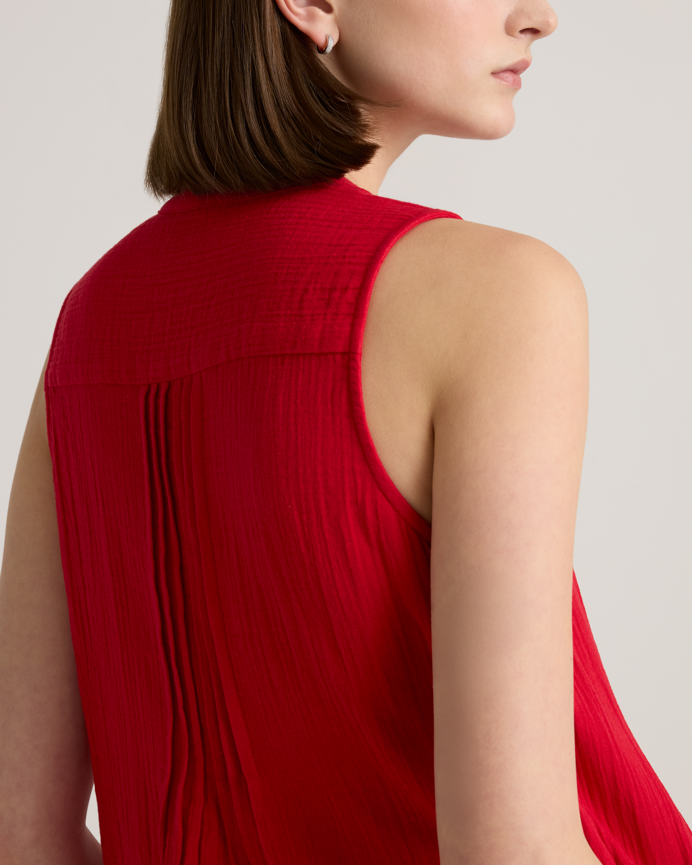 100% Organic Cotton Gauze Sleeveless Swing Dress — Image 7
