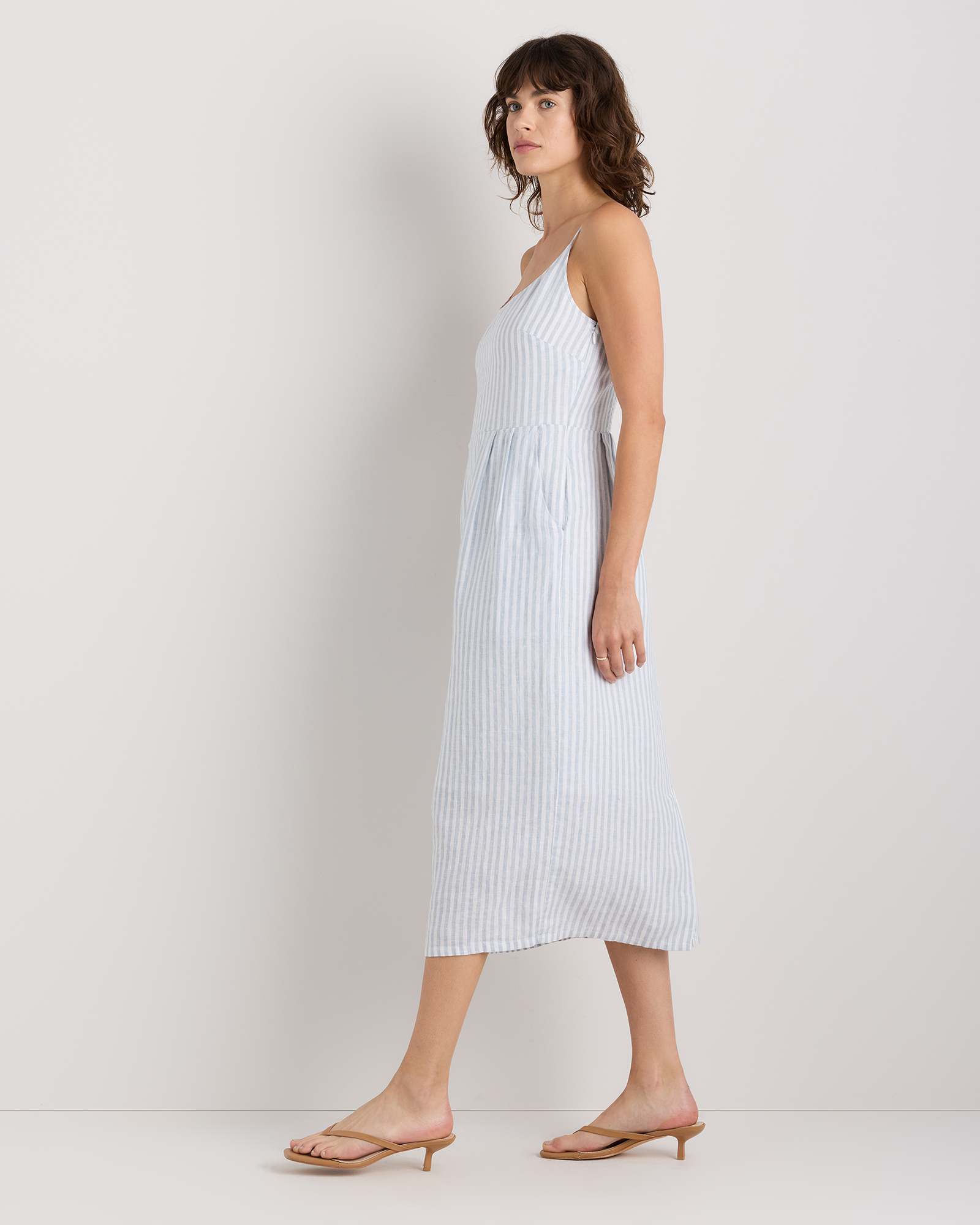 100% European Linen Scoop Neck Midi Dress — Image 48