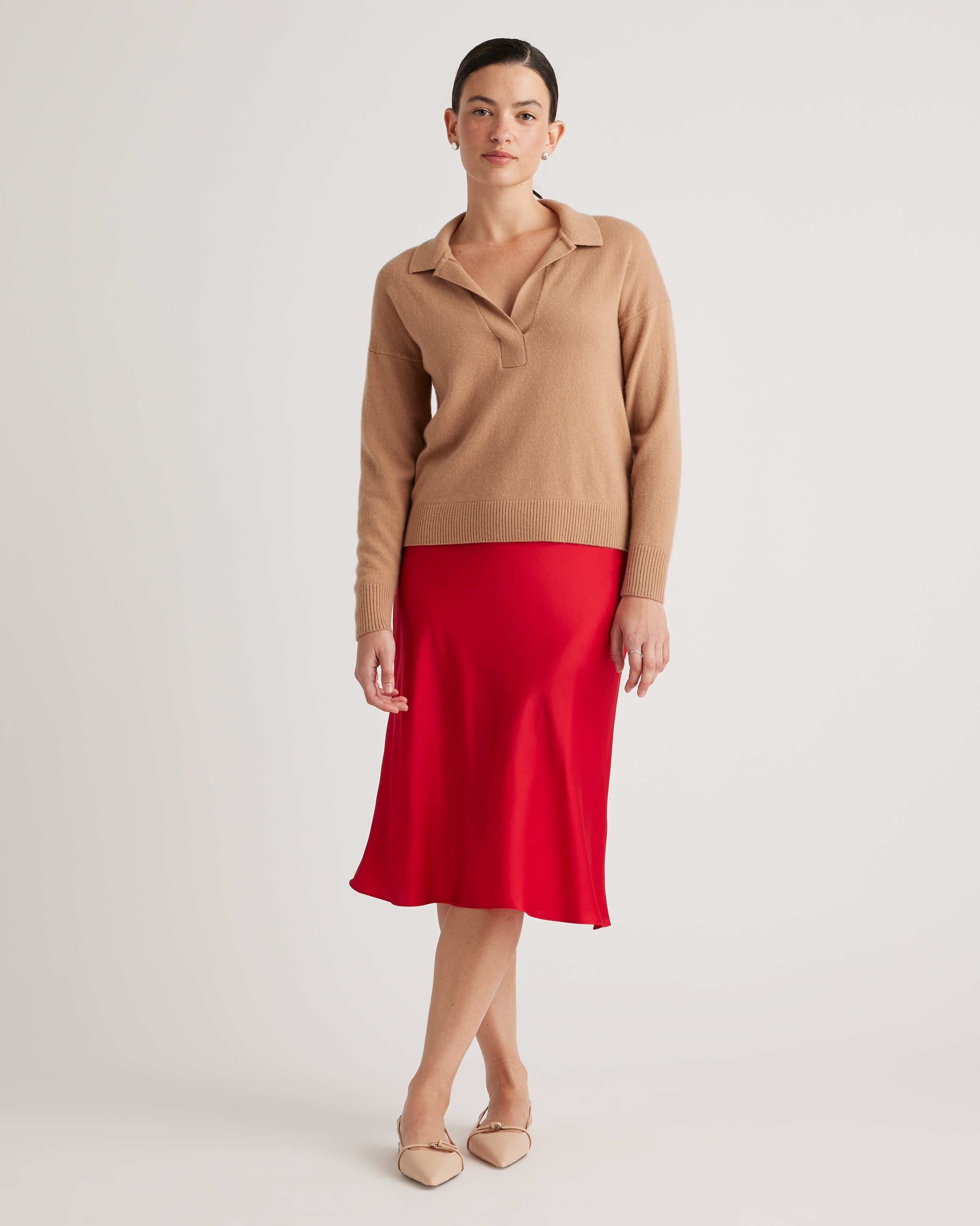 forest-green 100% Washable Silk Skirt — Image 37