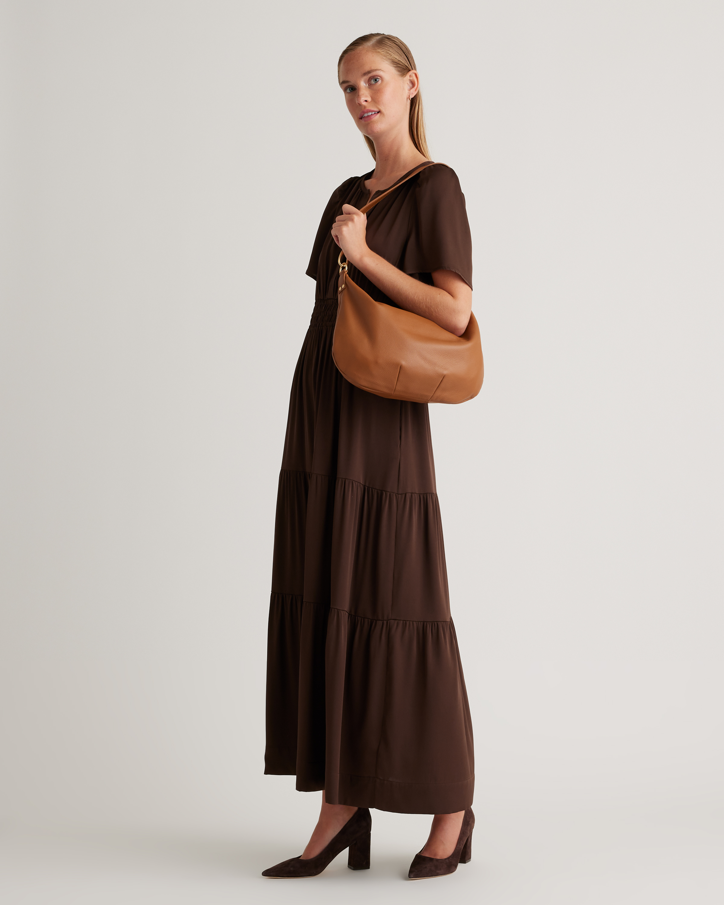 Italian Leather Convertible Crescent Shoulder Bag — Image 11