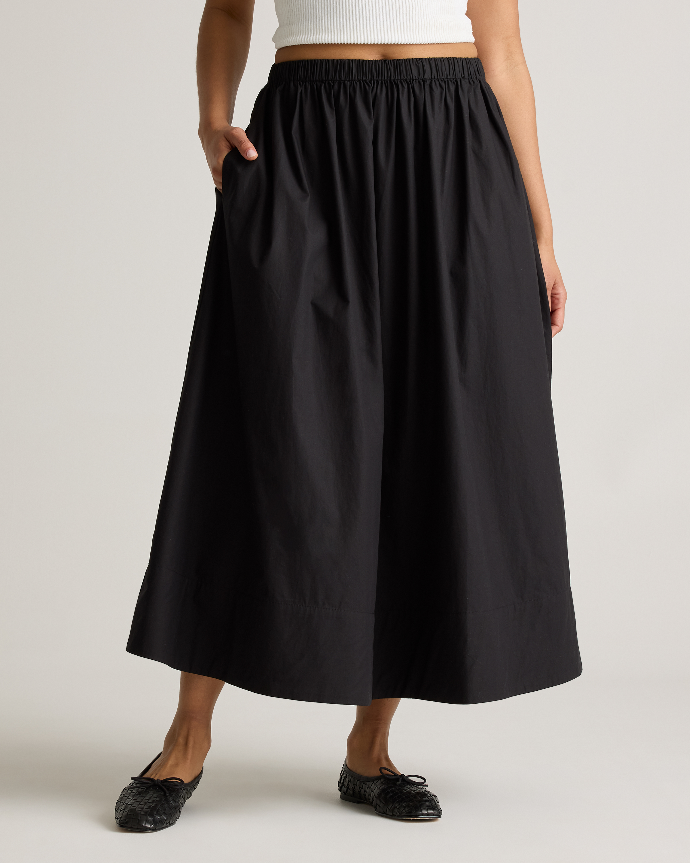 100% Organic Cotton Poplin A-line Maxi Skirt — Image 8