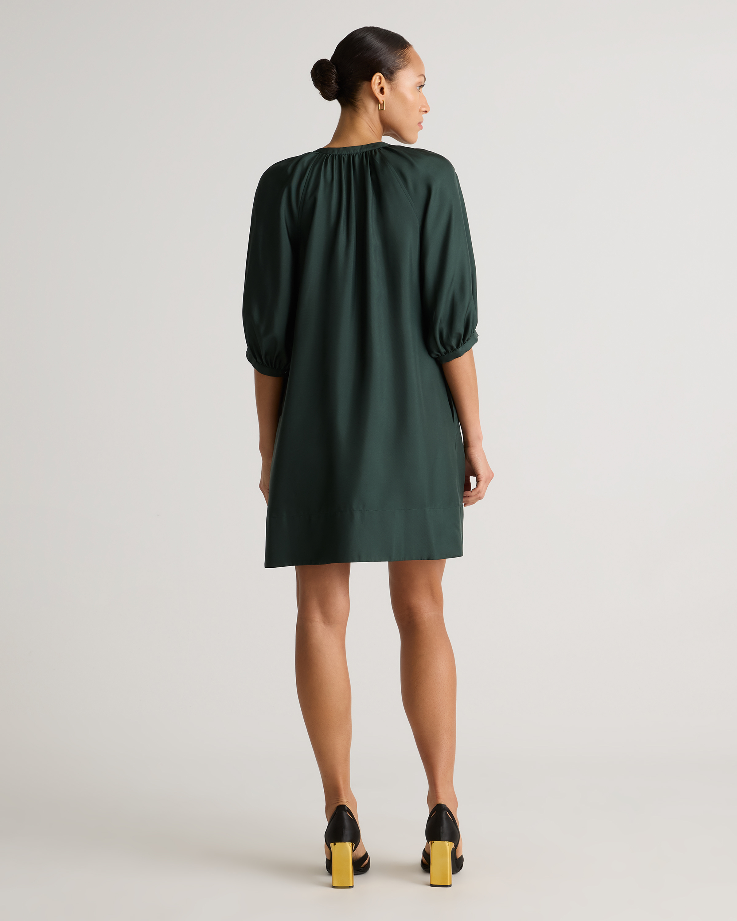 100% Silk Twill Button Front Mini Dress — Image 15