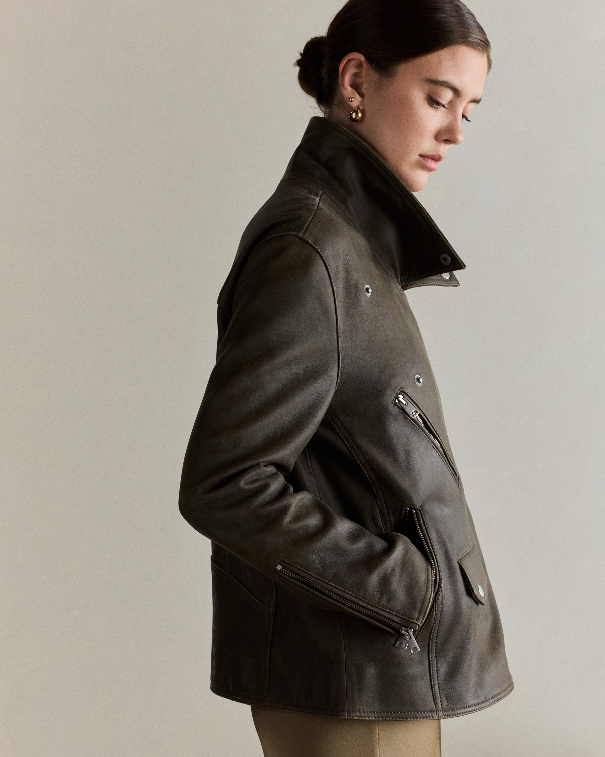 100% Leather Oversized Biker Jacket — Image 15