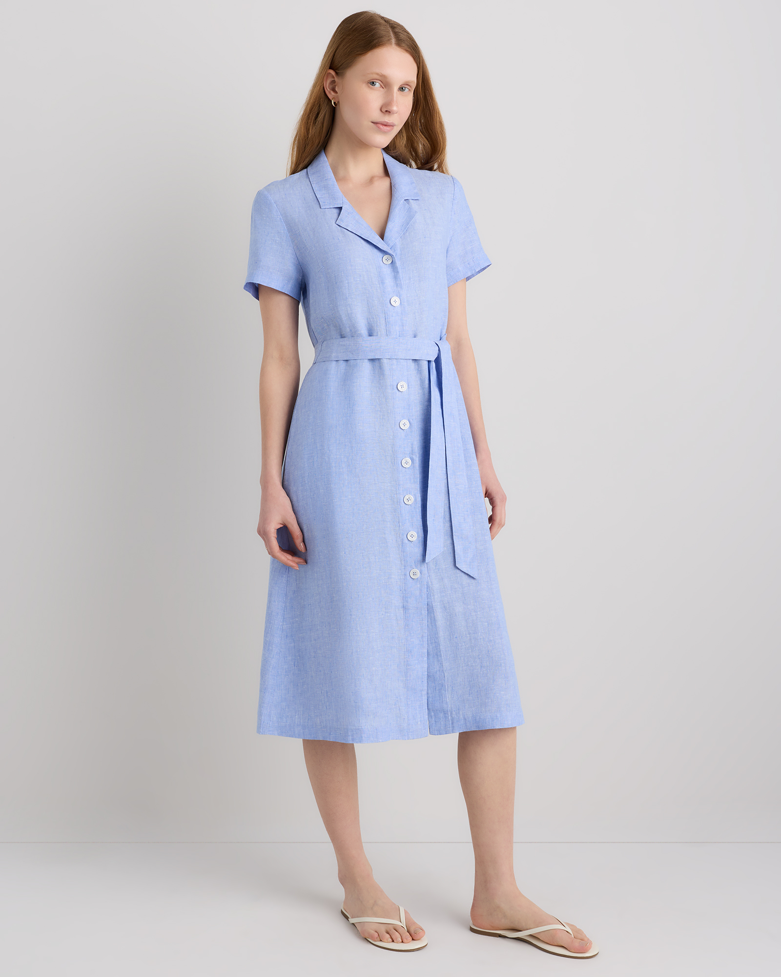 100% European Linen Button Front Dress — Image 74