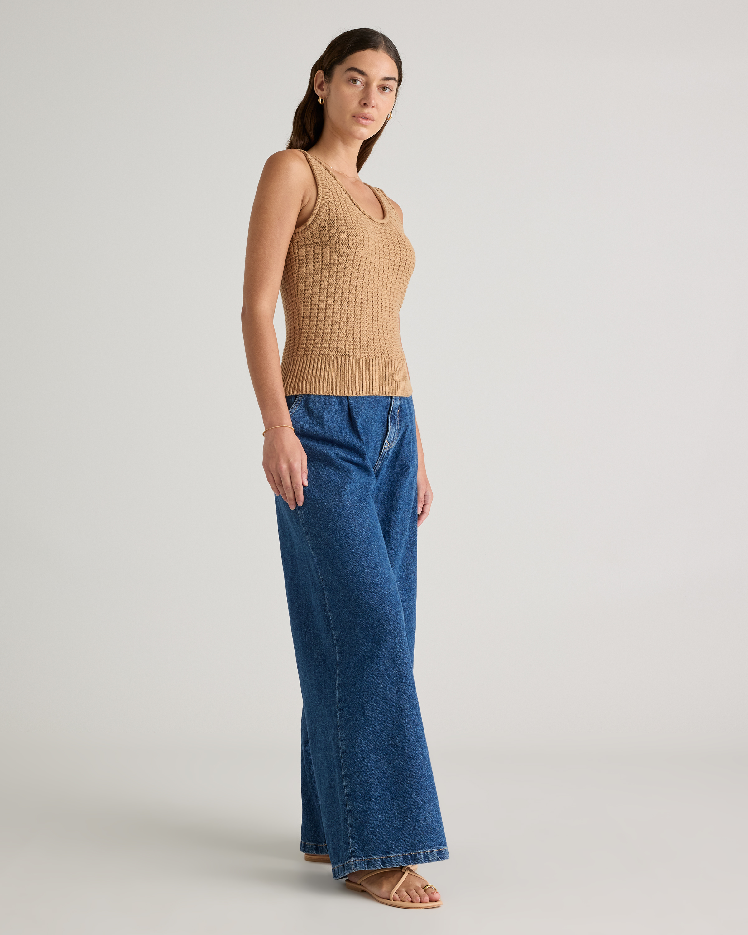 100% Organic Cotton Waffle Cropped Sweater Tank — Image 16