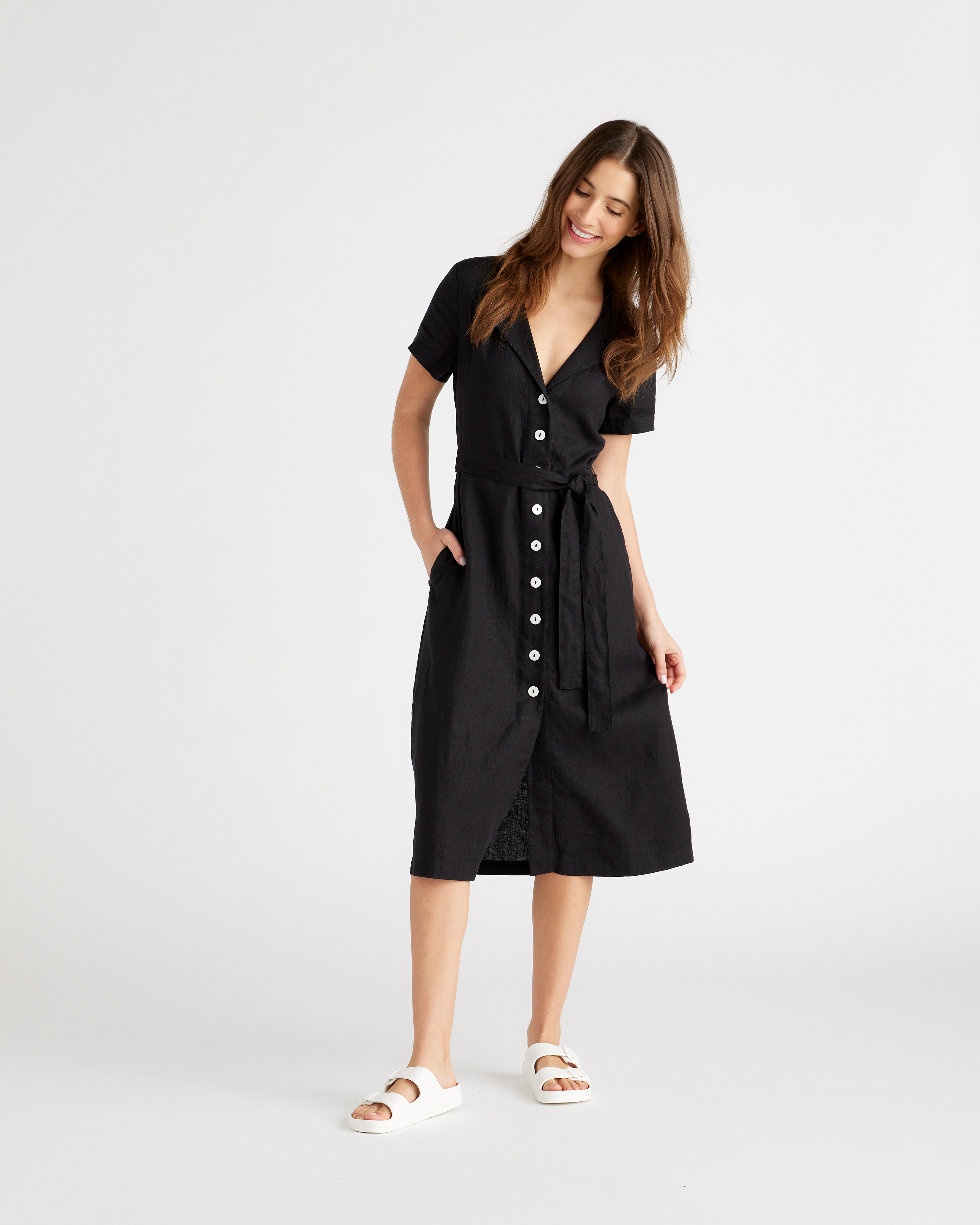 100% European Linen Button Front Dress — Image 14