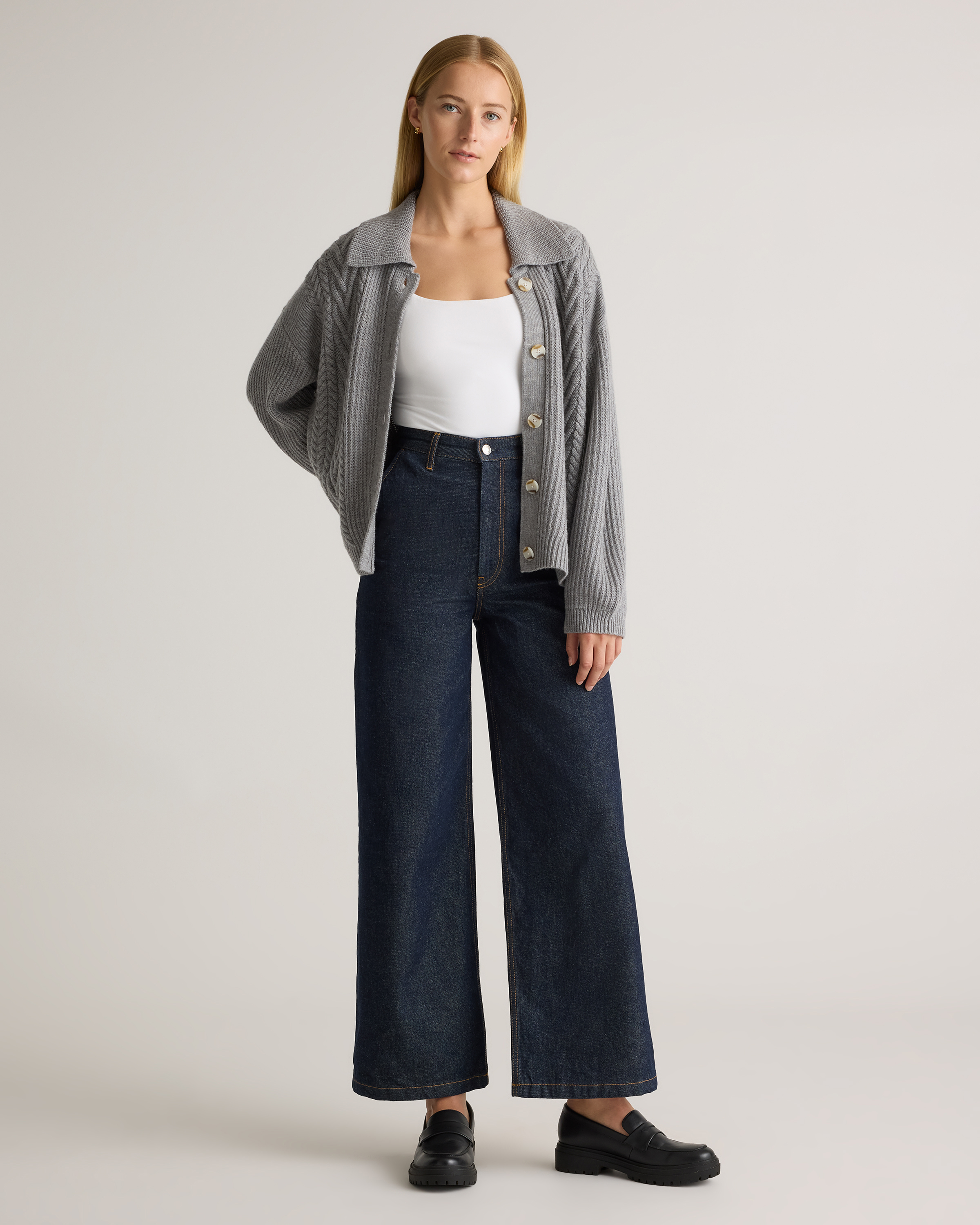 Australian Merino Wool Collared Cable Cardigan — Image 21