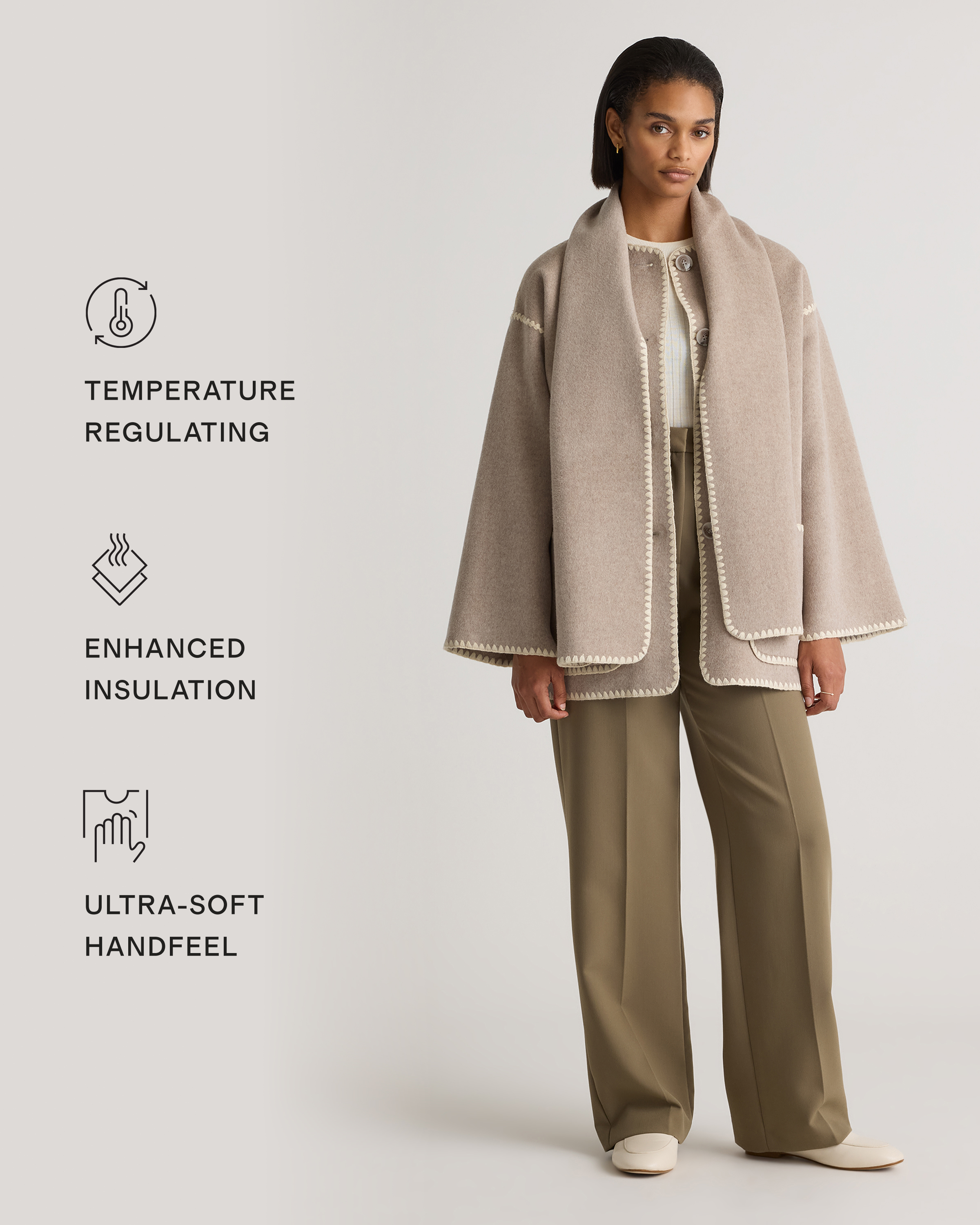 Double-Faced Merino Wool Scarf Coat — Image 24