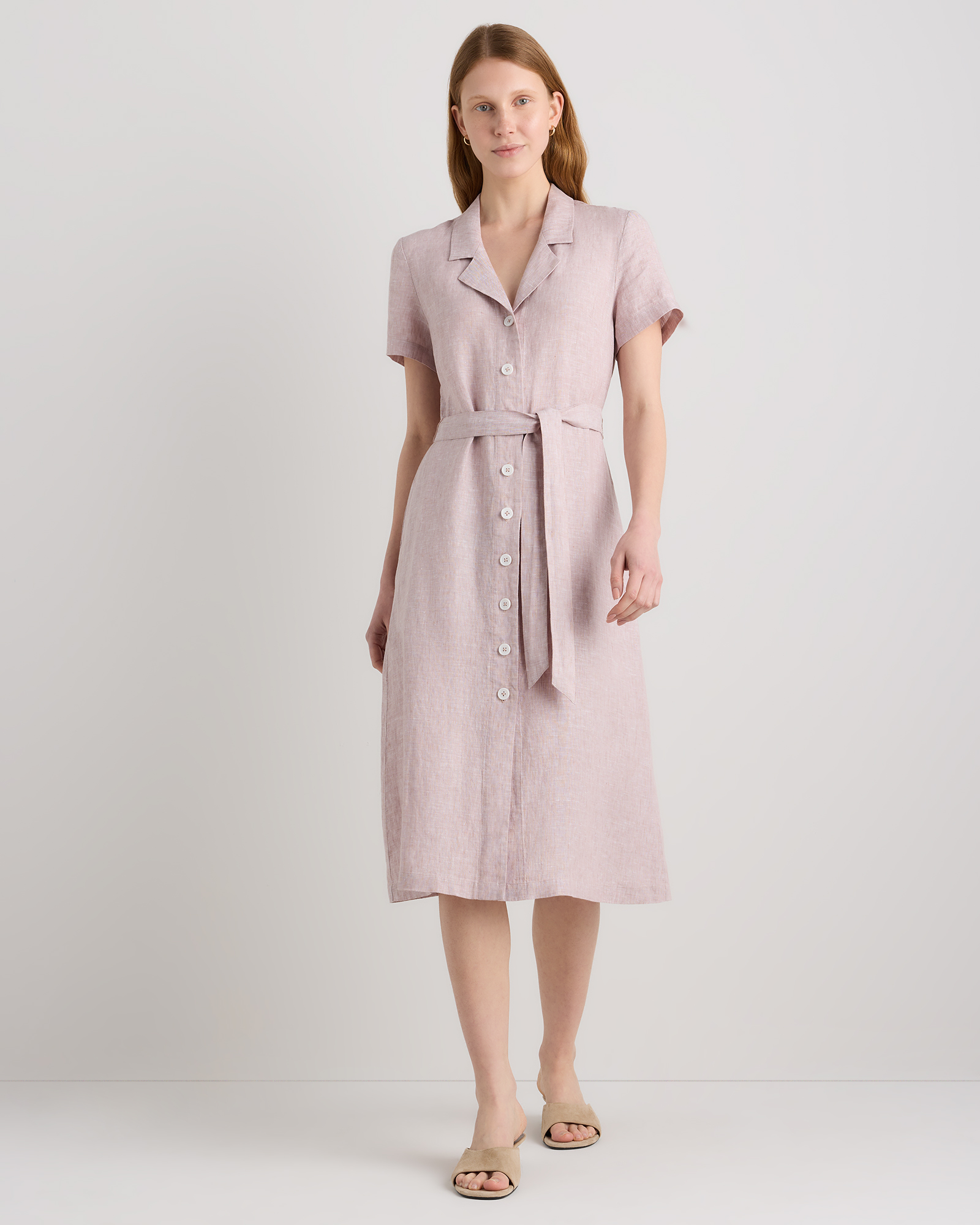 100% European Linen Button Front Dress — Image 79