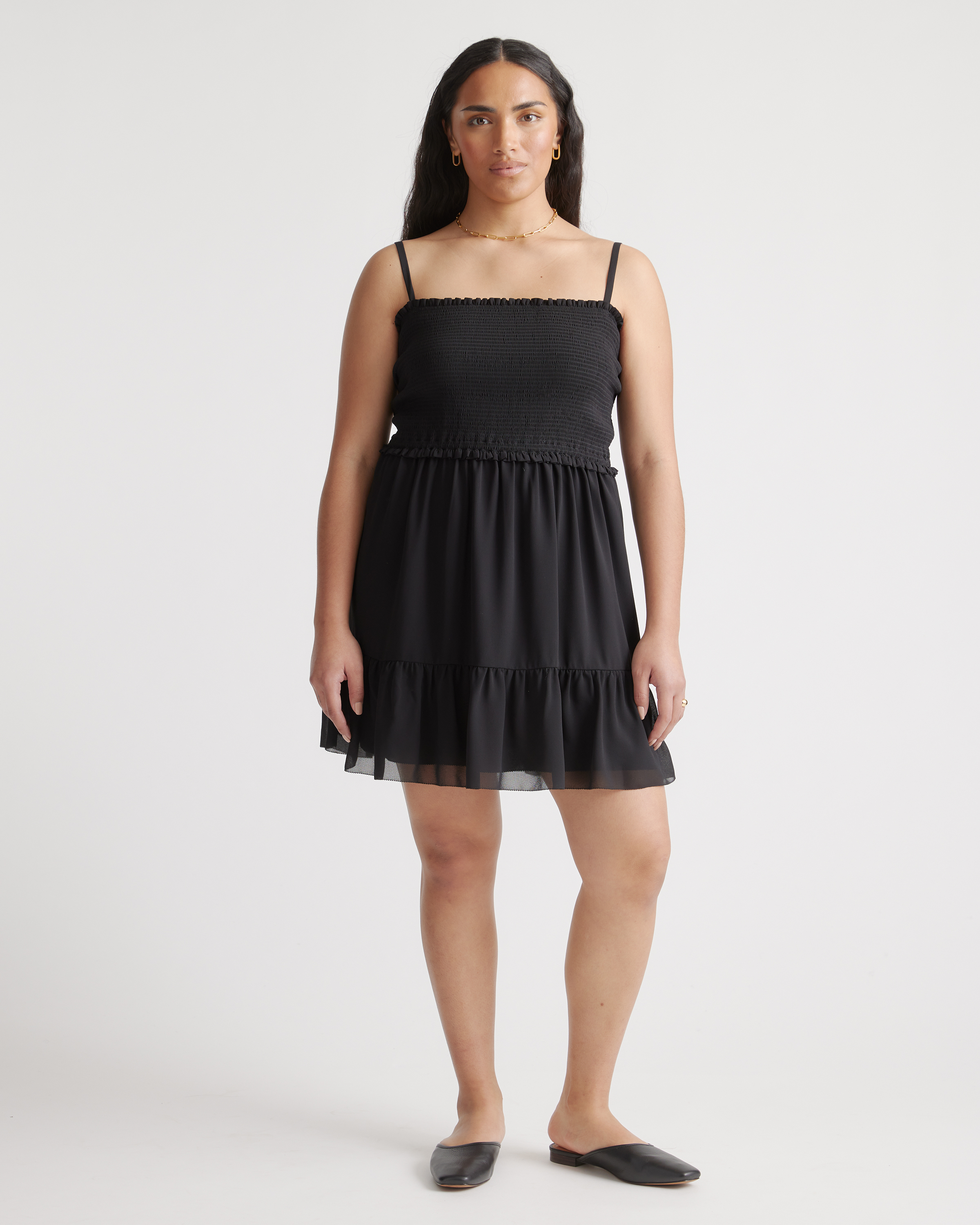 Chiffon Smocked Sleeveless Mini Dress — Image 7