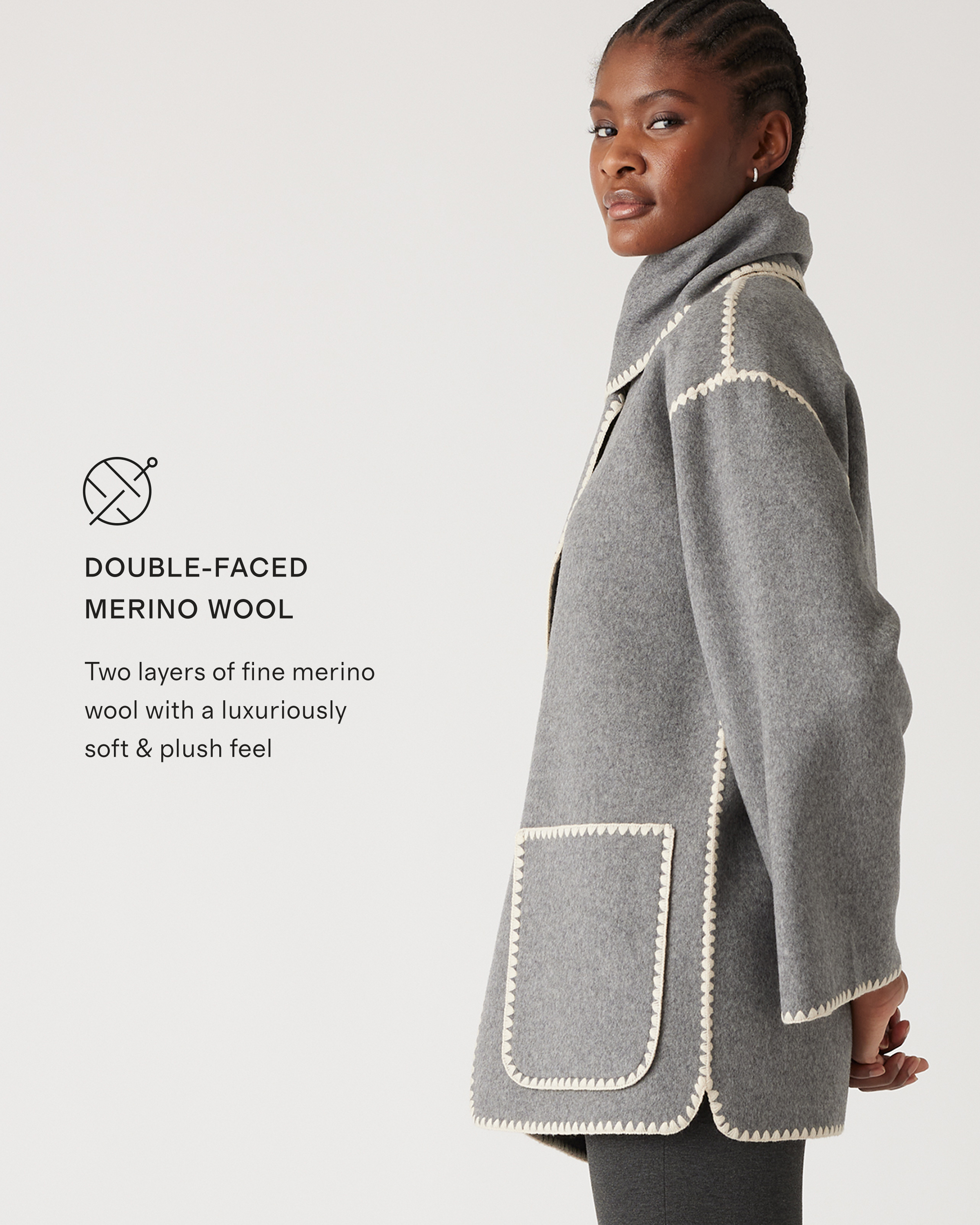 Double-Faced Merino Wool Scarf Coat — Image 14