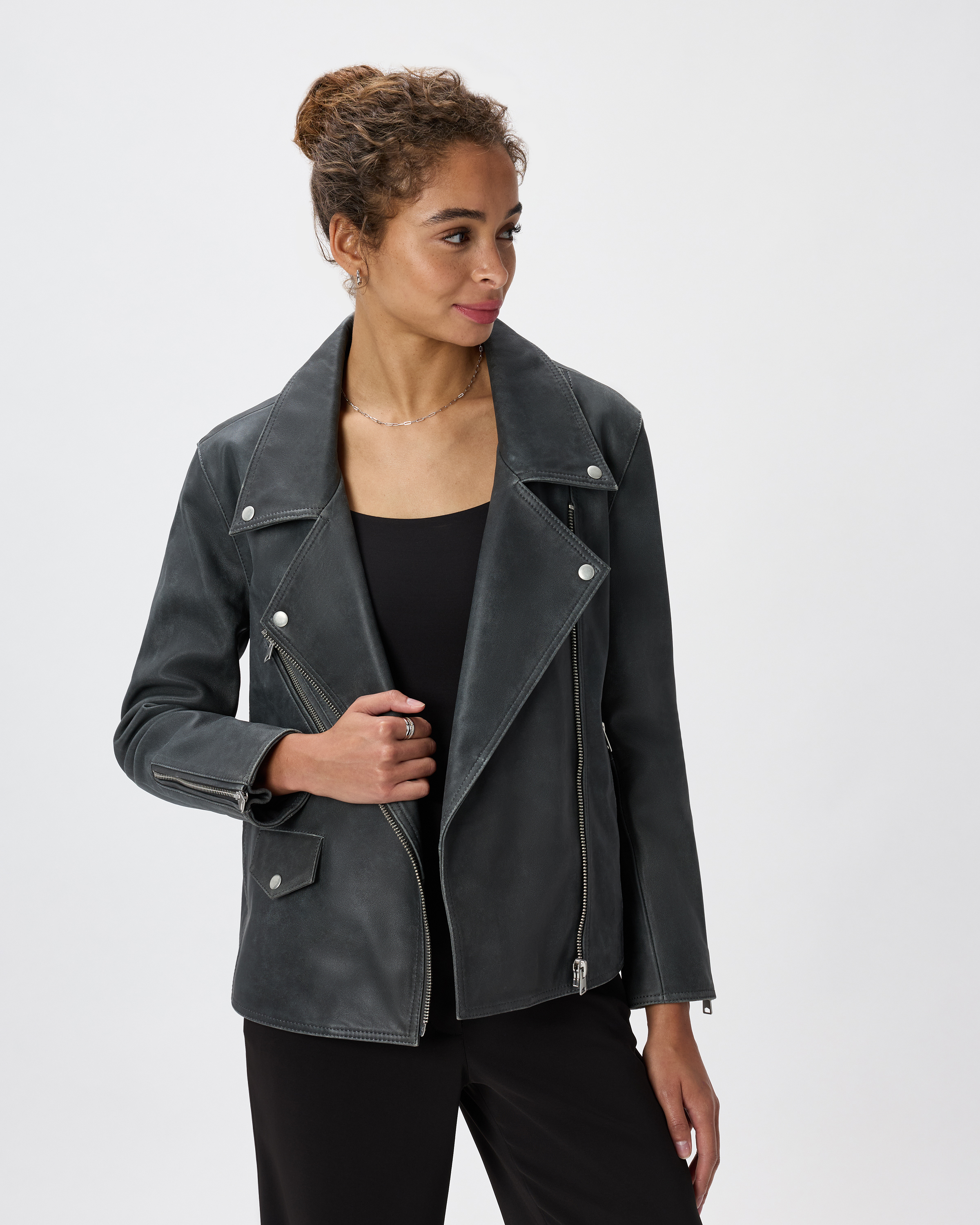 100% Leather Oversized Biker Jacket — Image 21