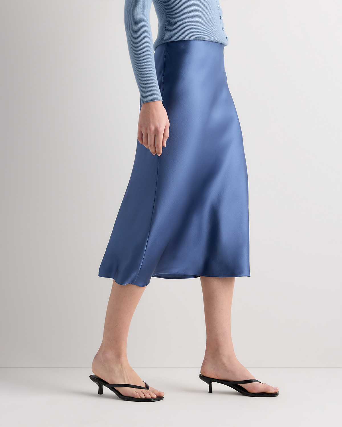 forest-green 100% Washable Silk Skirt — Image 99