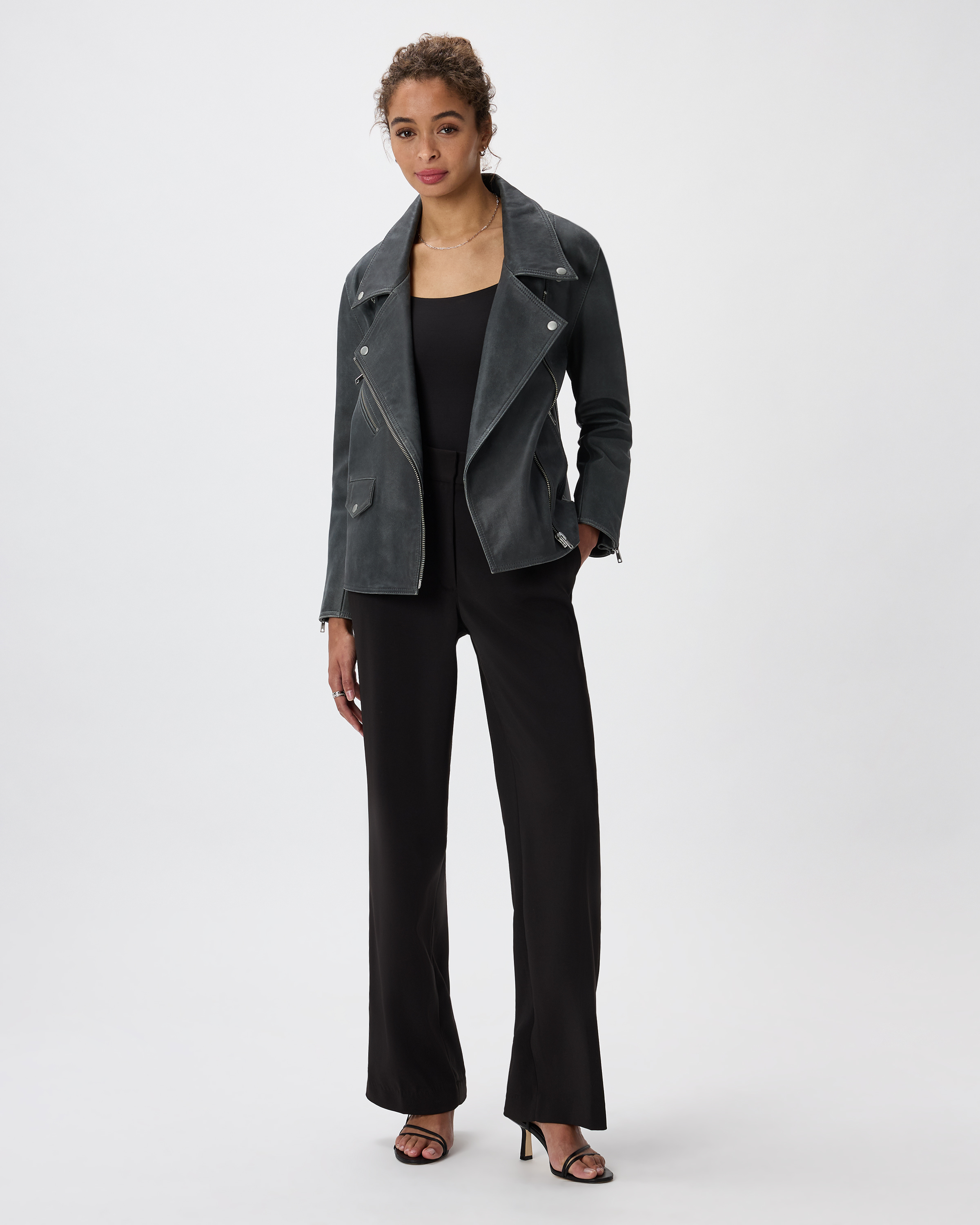100% Leather Oversized Biker Jacket — Image 40