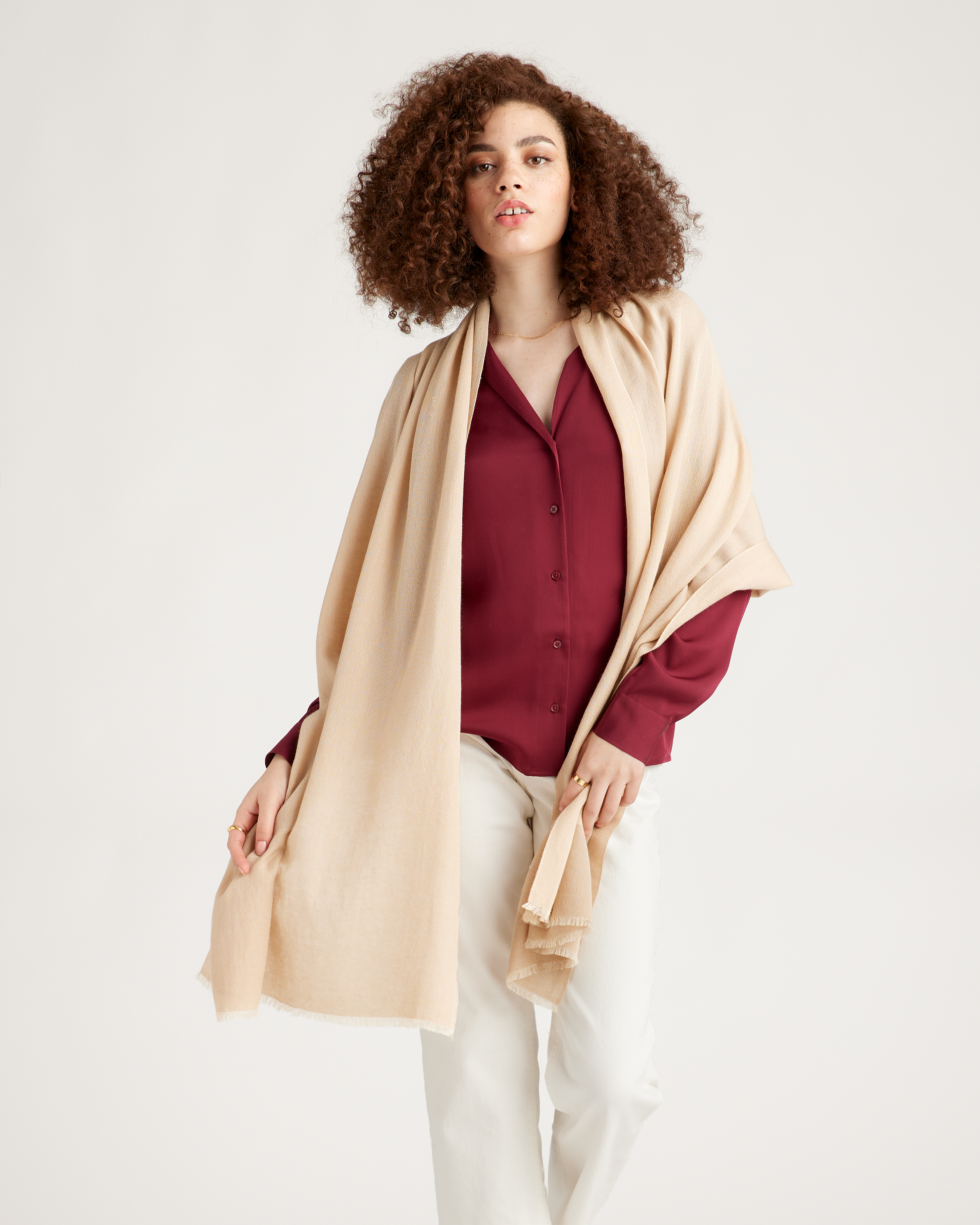 Featherweight Cashmere Silk Frayed Edge Scarf — Image 25