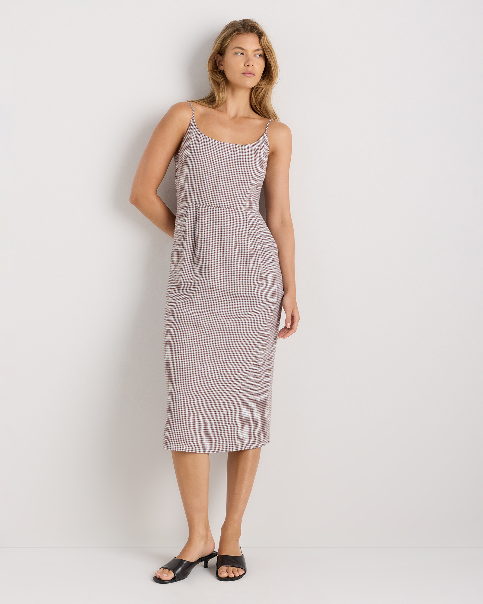 100% European Linen Scoop Neck Midi Dress — Image 45
