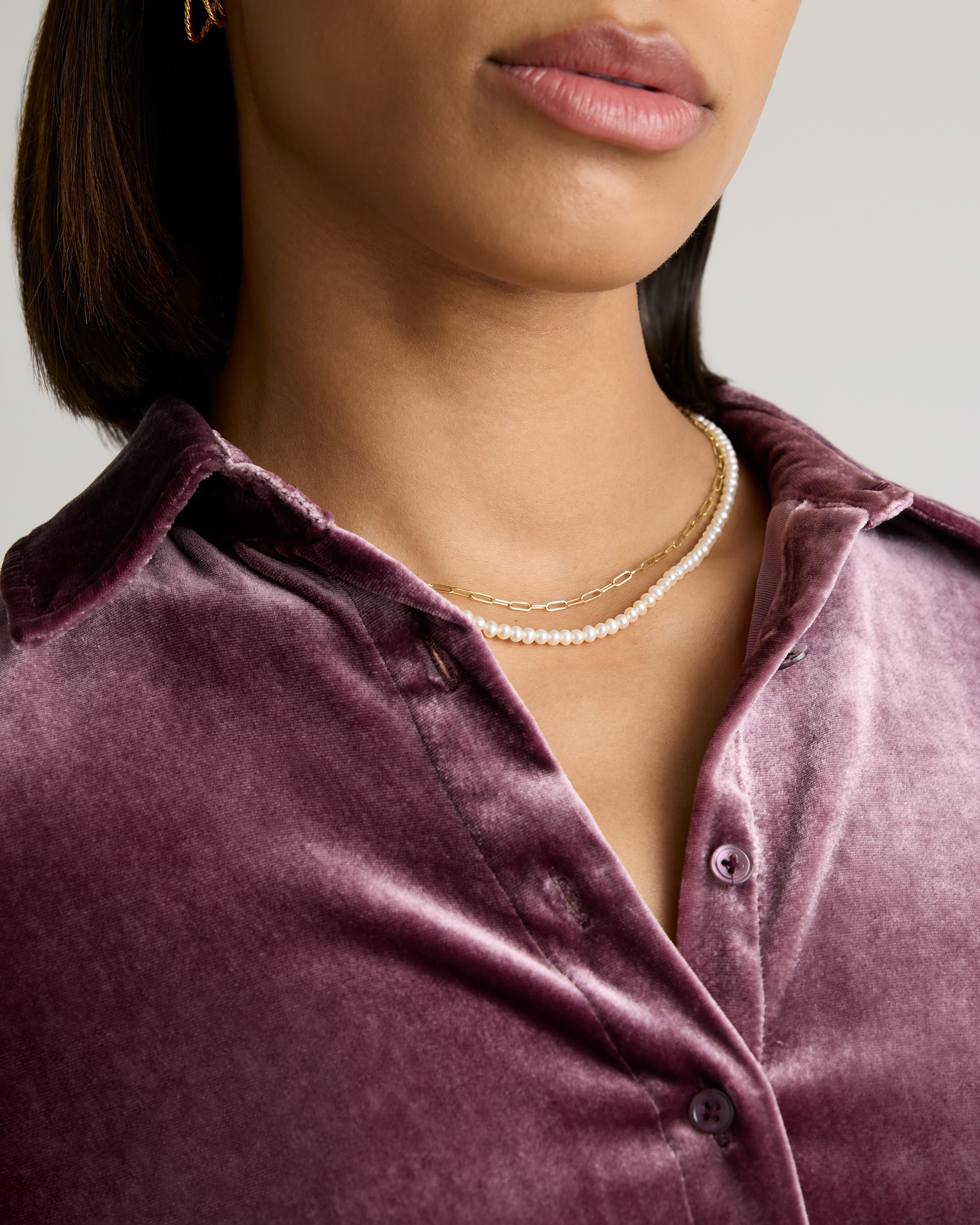 Stretch Silk Velvet Long Sleeve Shirt — Image 5