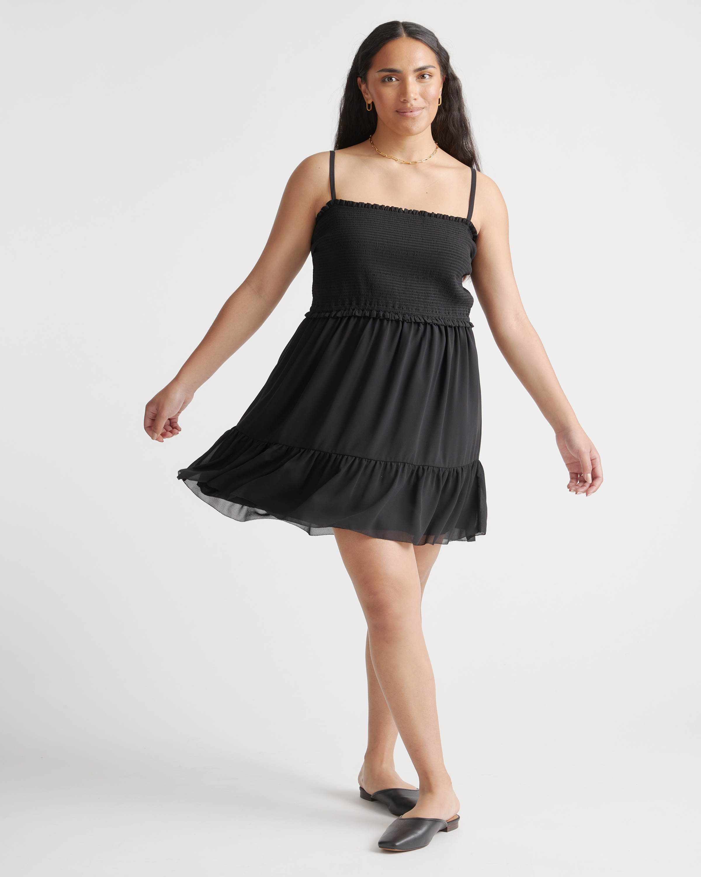 Chiffon Smocked Sleeveless Mini Dress — Image 6