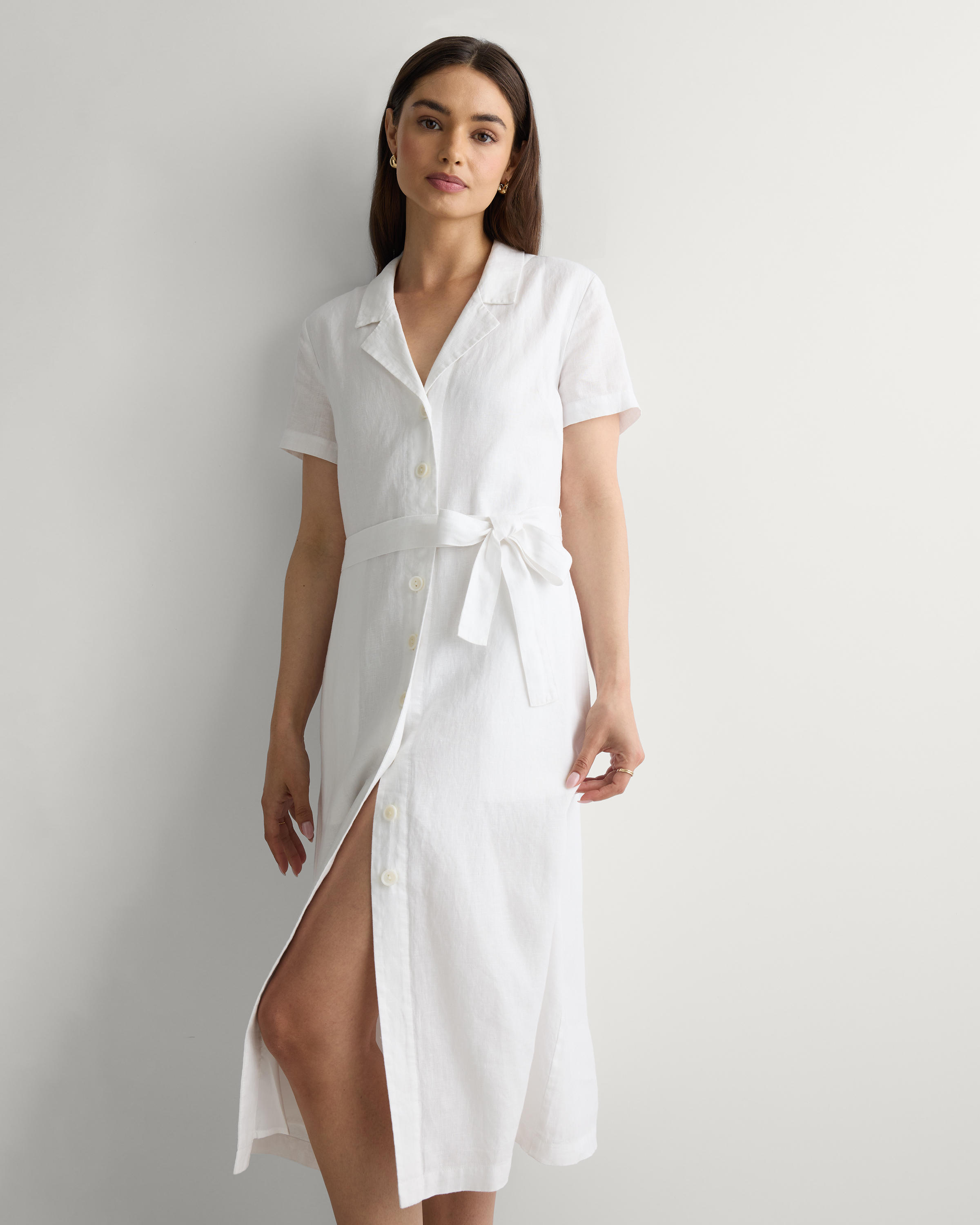 100% European Linen Button Front Dress — Image 48