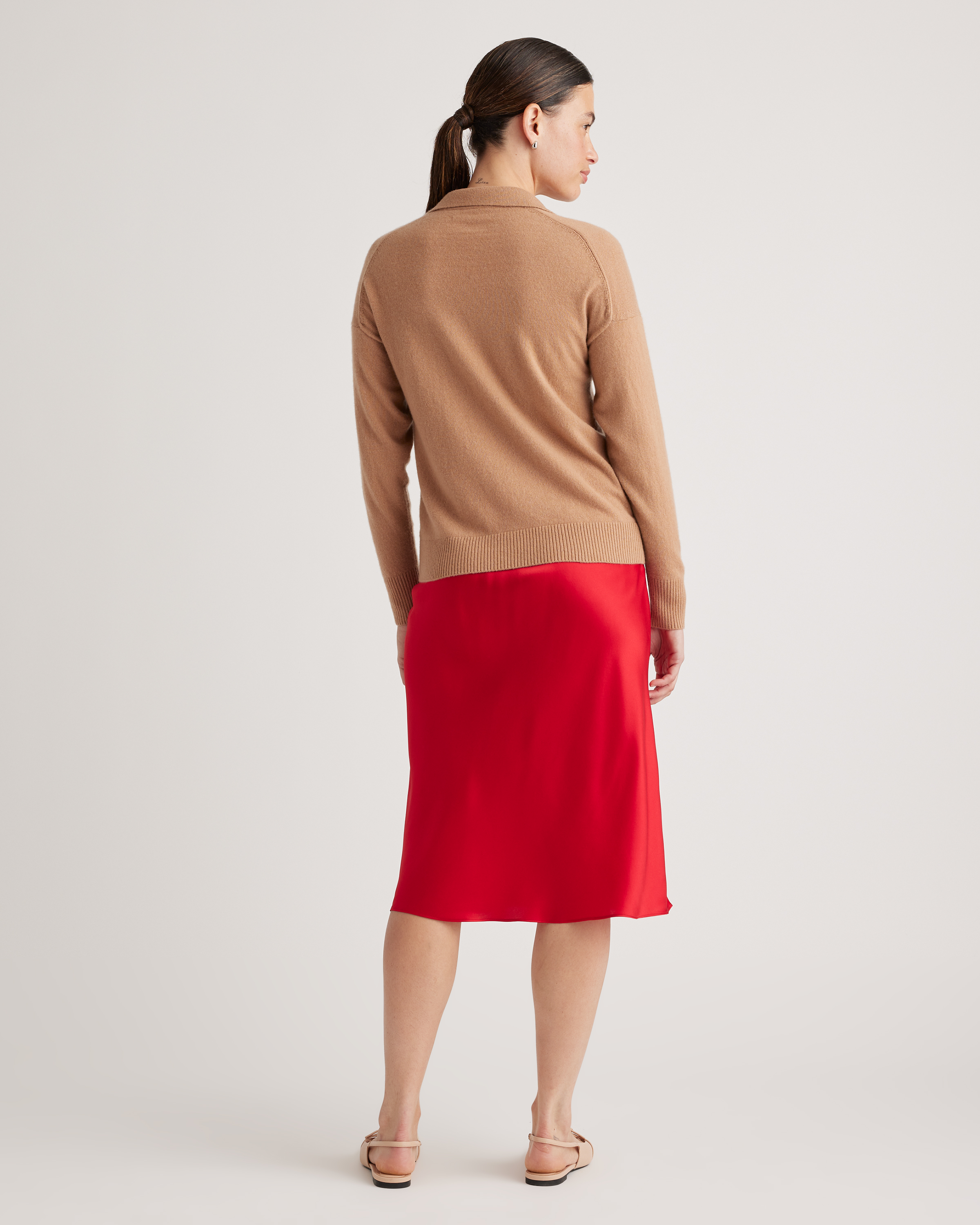 forest-green 100% Washable Silk Skirt — Image 34