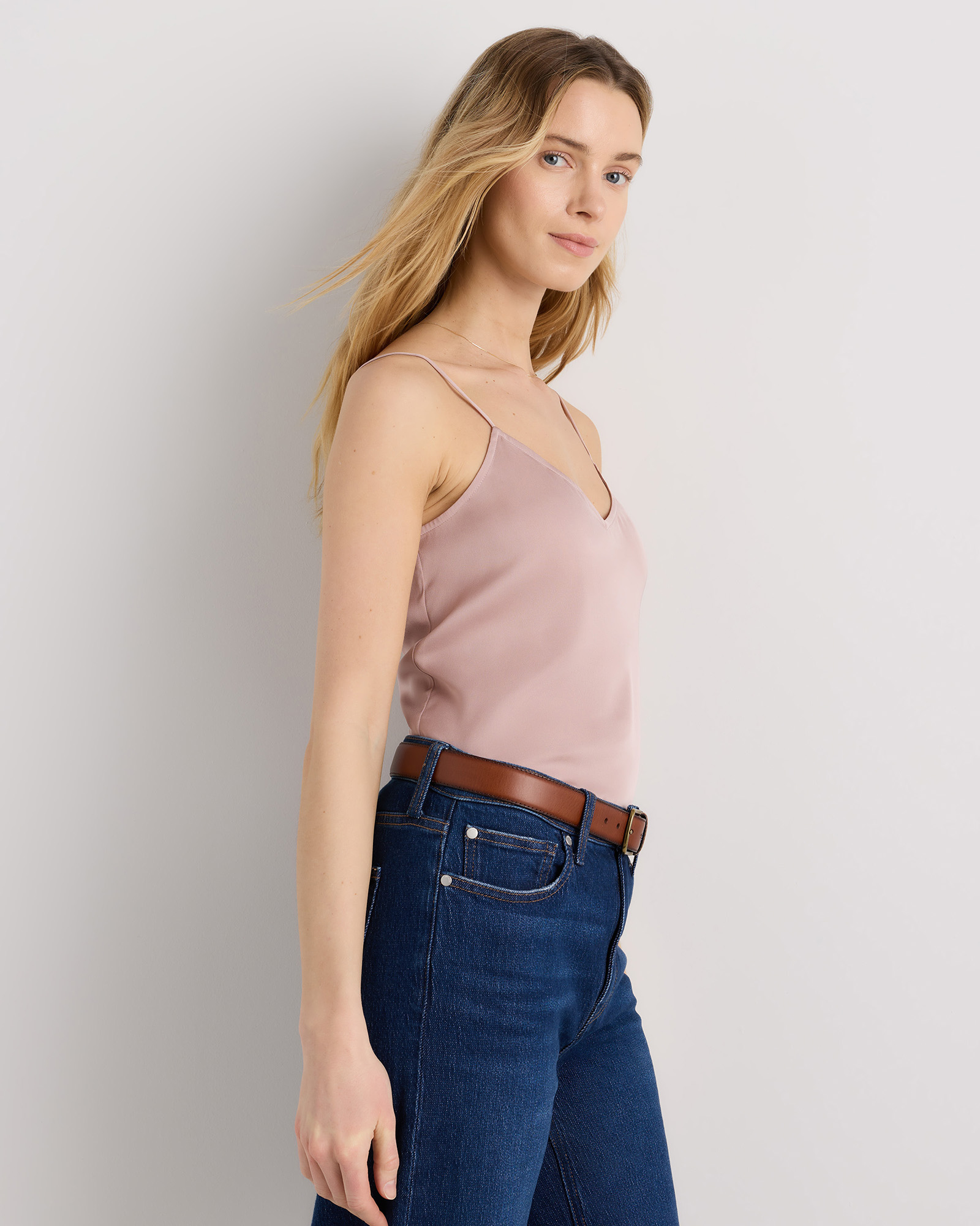 Washable Stretch Silk V-Neck Cami — Image 38