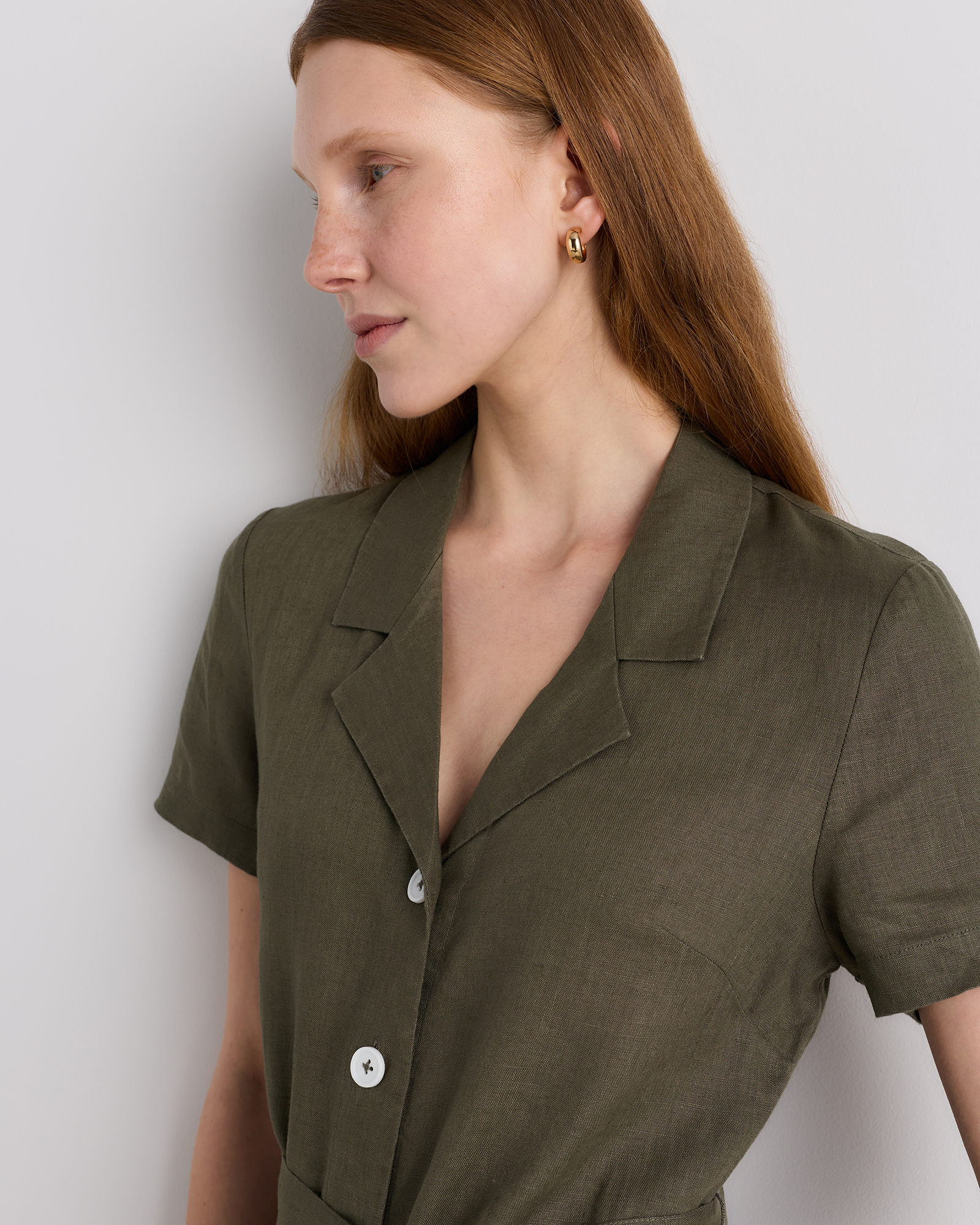 100% European Linen Button Front Dress — Image 42