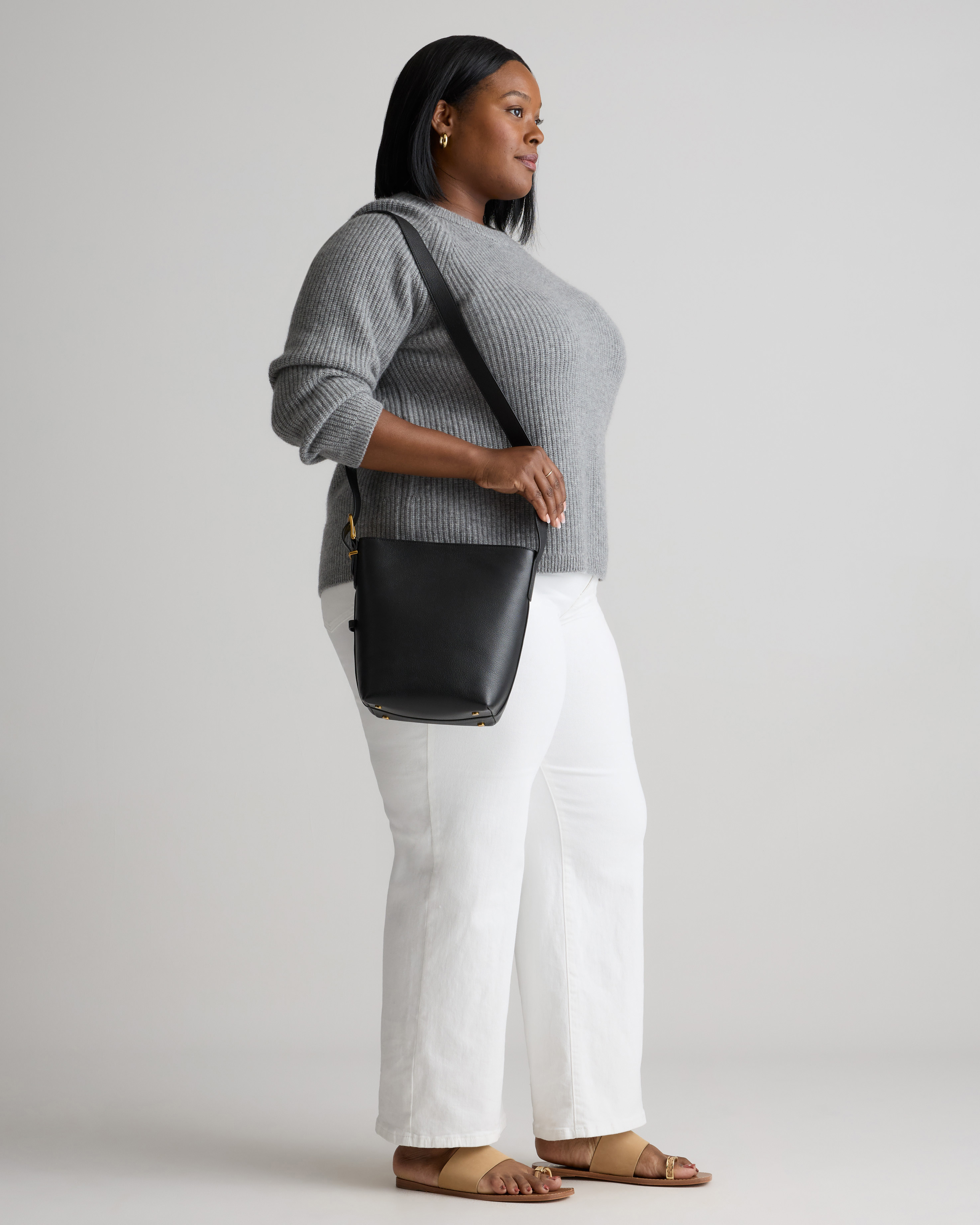 Italian Leather Bucket Crossbody — Image 9