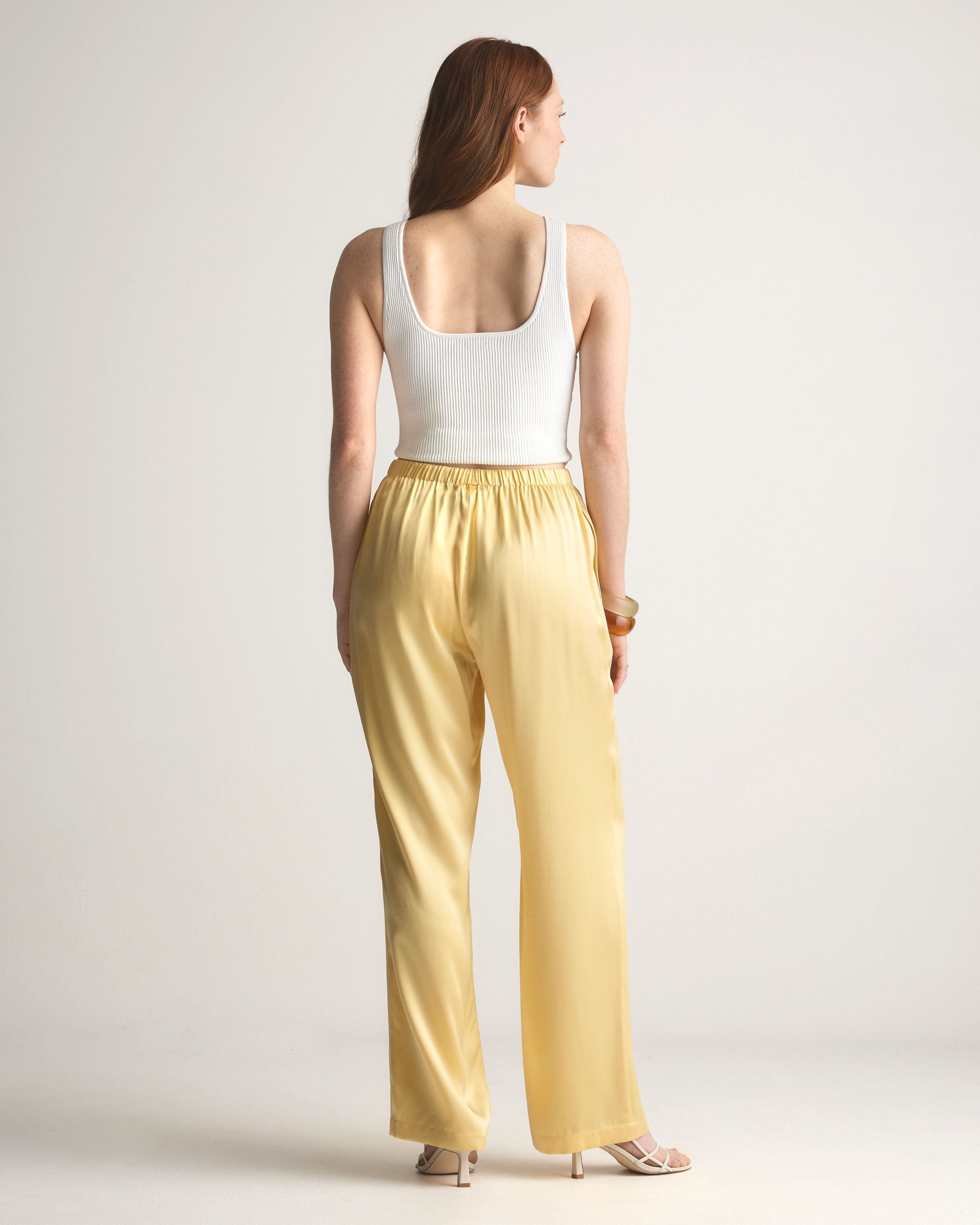 100% Washable Silk Drawstring Wide Leg Pants — Image 27