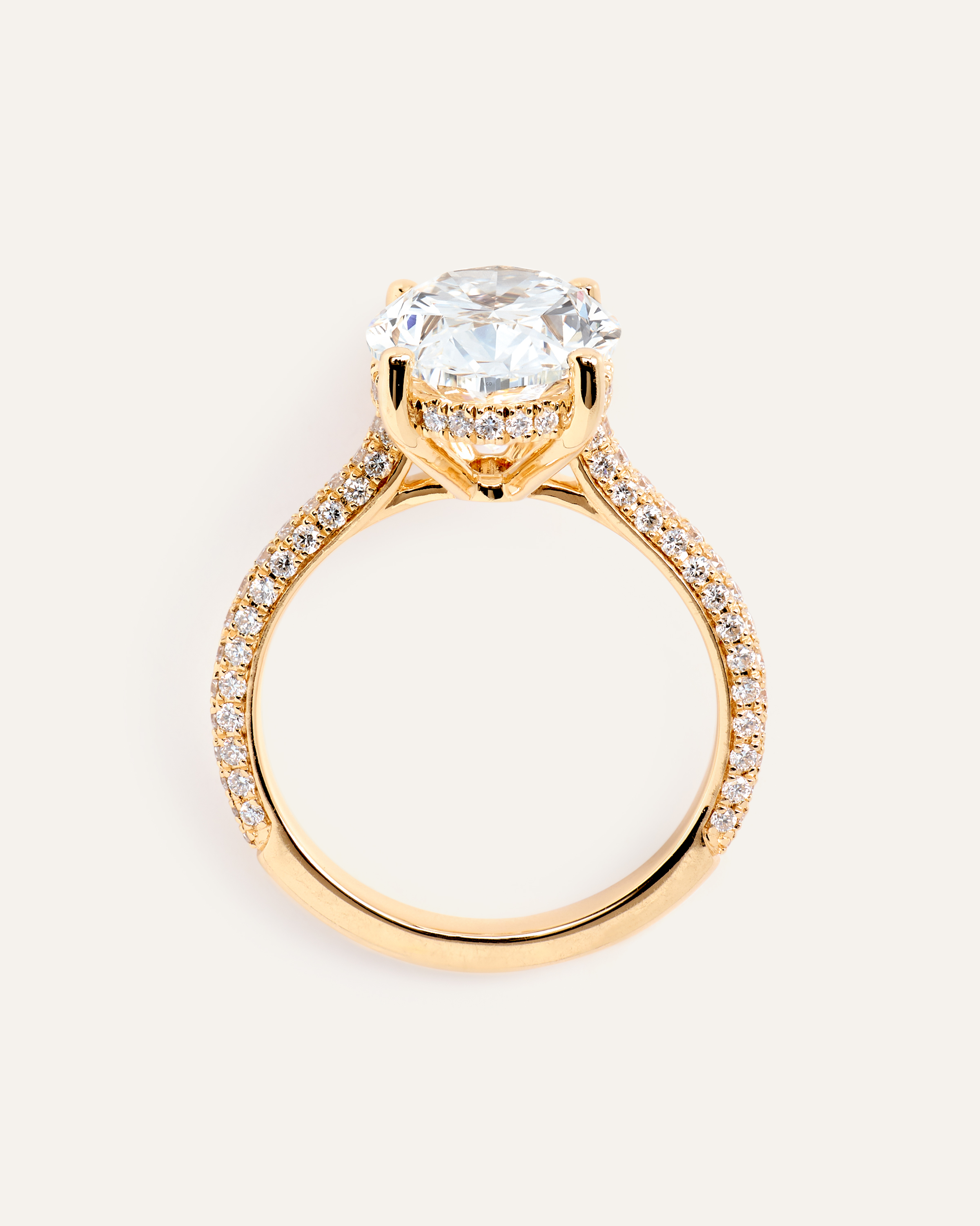 Lab Grown Diamond Oval Pave Cathedral Engagement Ring - 5ct — Image 4