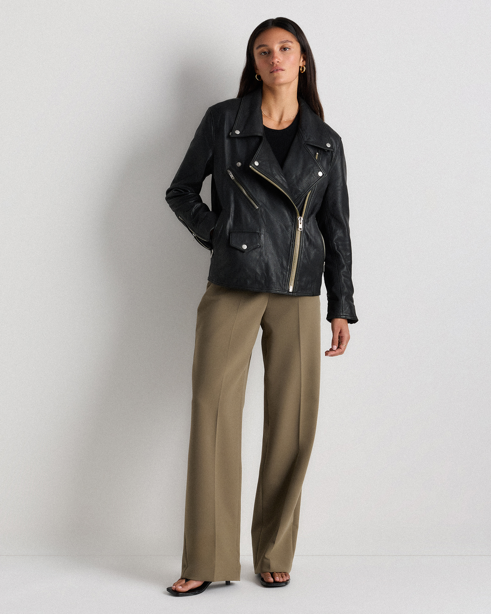 100% Leather Oversized Biker Jacket — Image 37