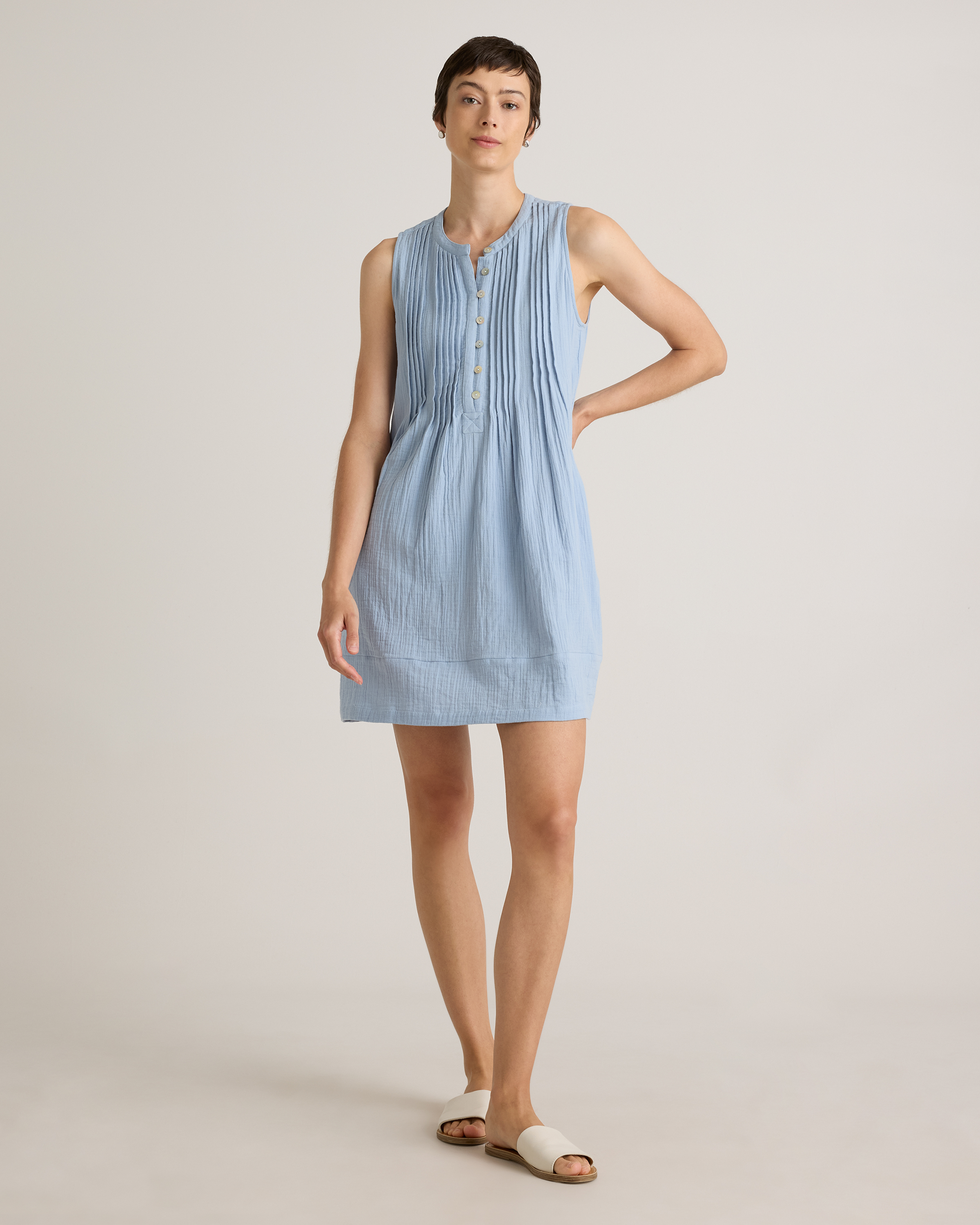 100% Organic Cotton Gauze Sleeveless Swing Dress — Image 15