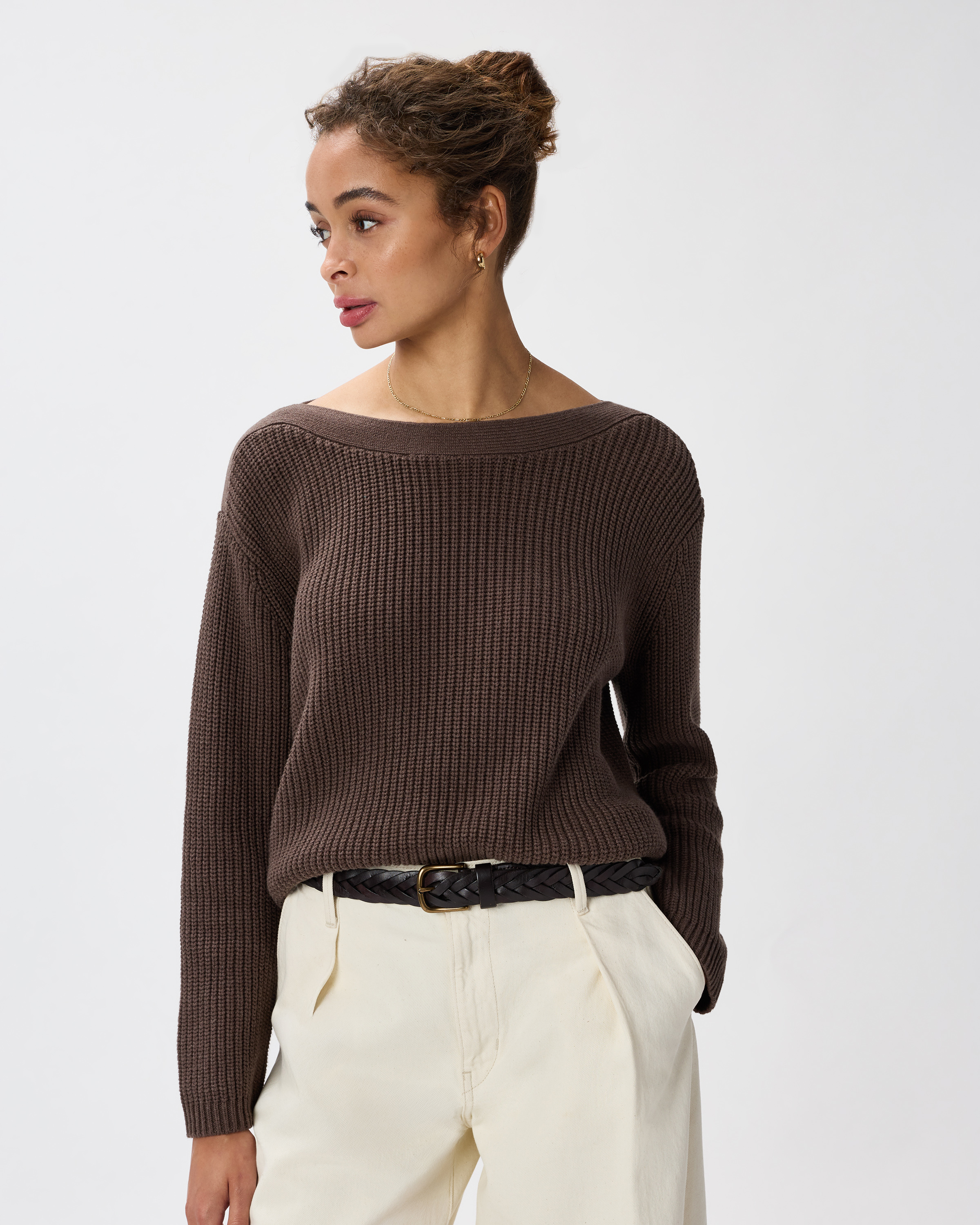 100% Organic Cotton Fisherman Boatneck Sweater — Image 16