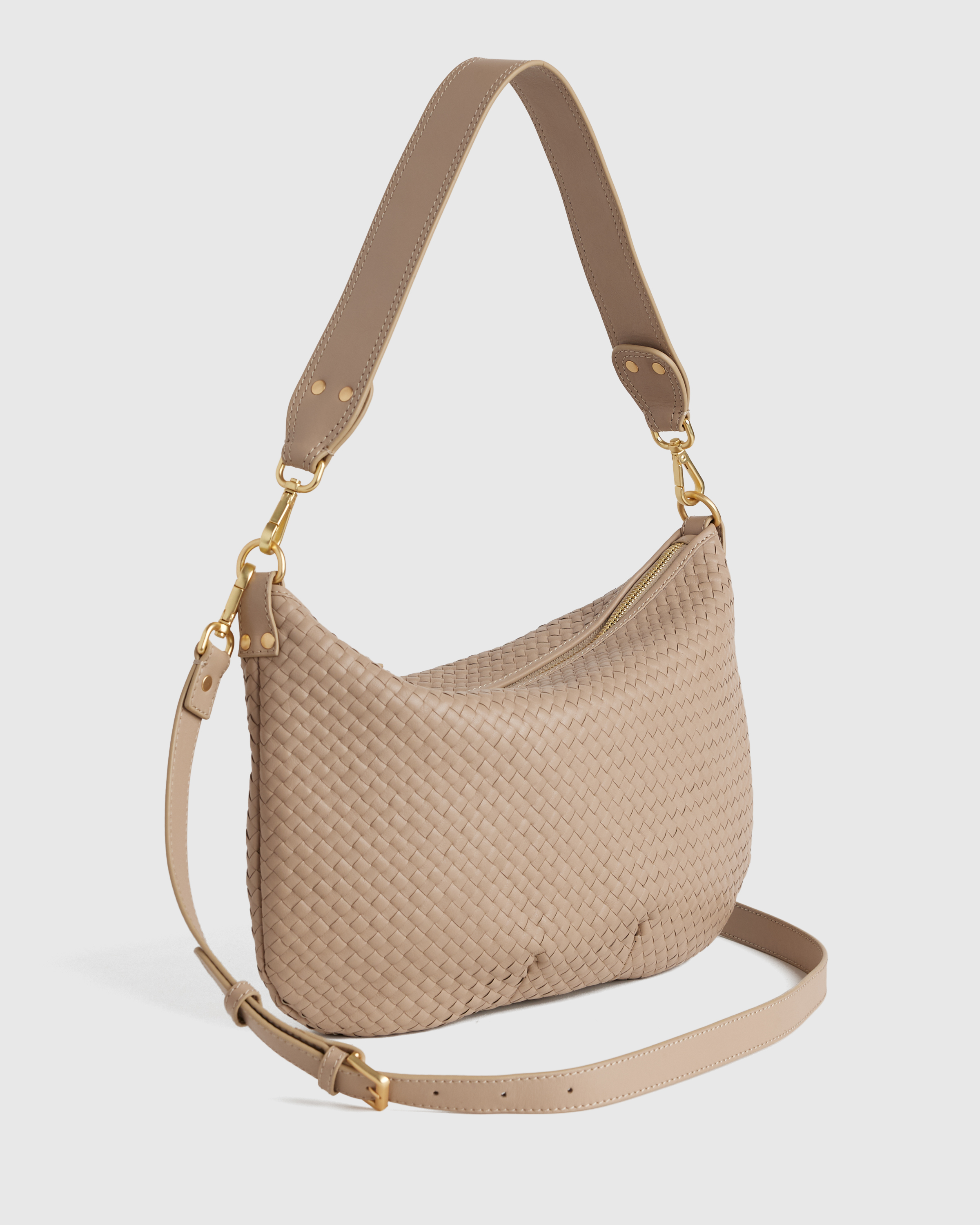 Italian Leather Convertible Crescent Handwoven Shoulder Bag — Image 32