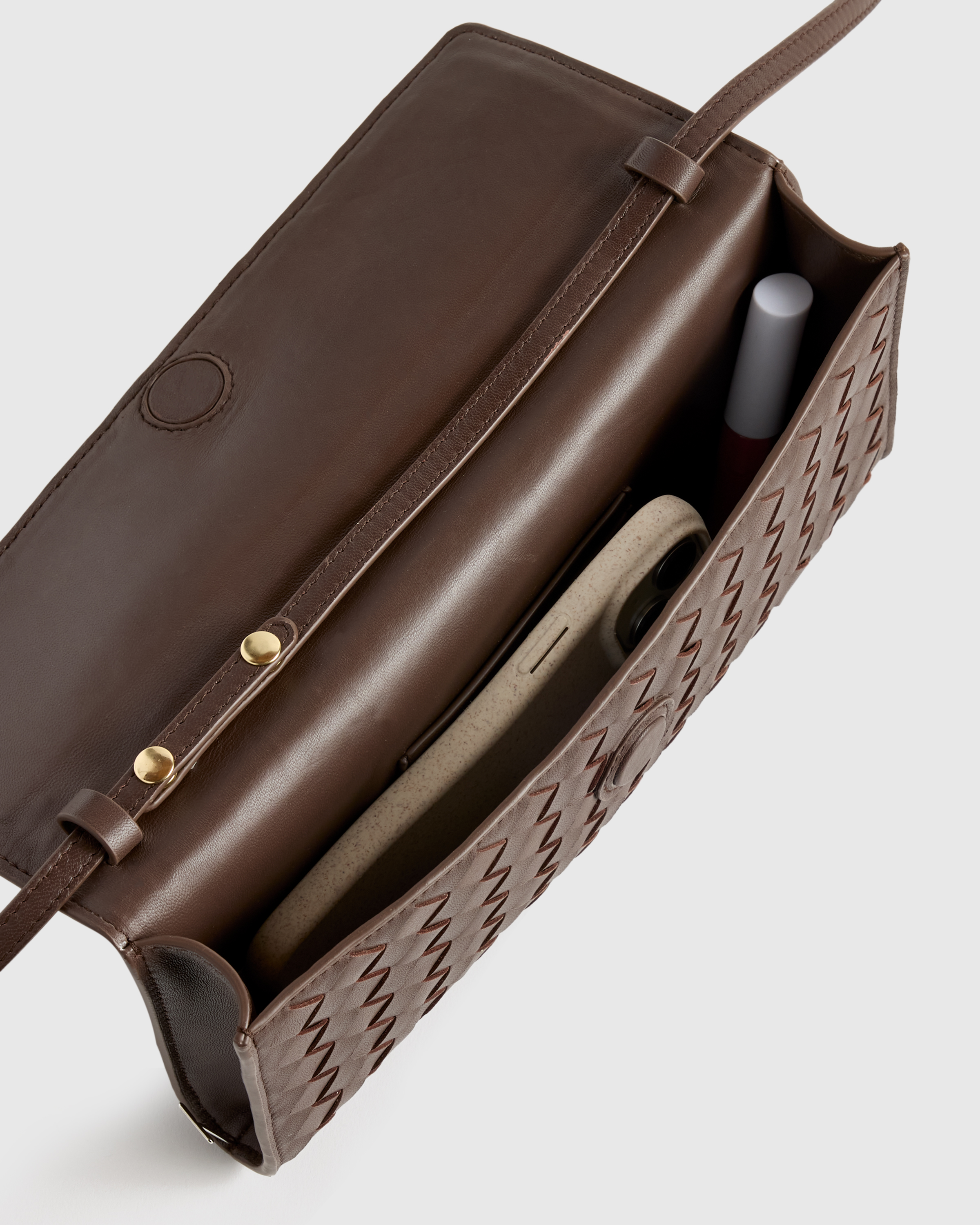 Italian Leather Handwoven Top Handle Clutch — Image 8