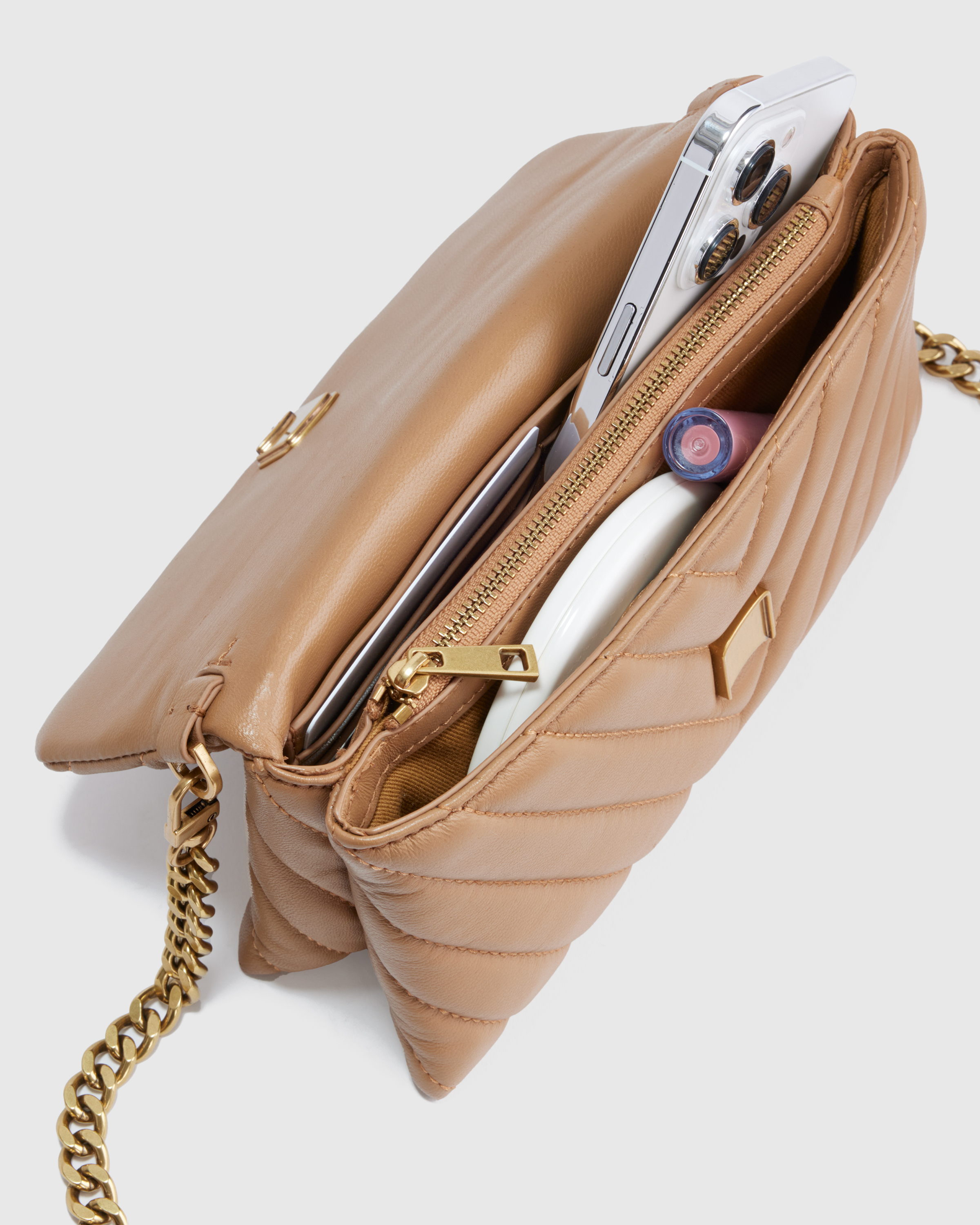 Italian Leather Quilted Wallet Crossbody — Image 7