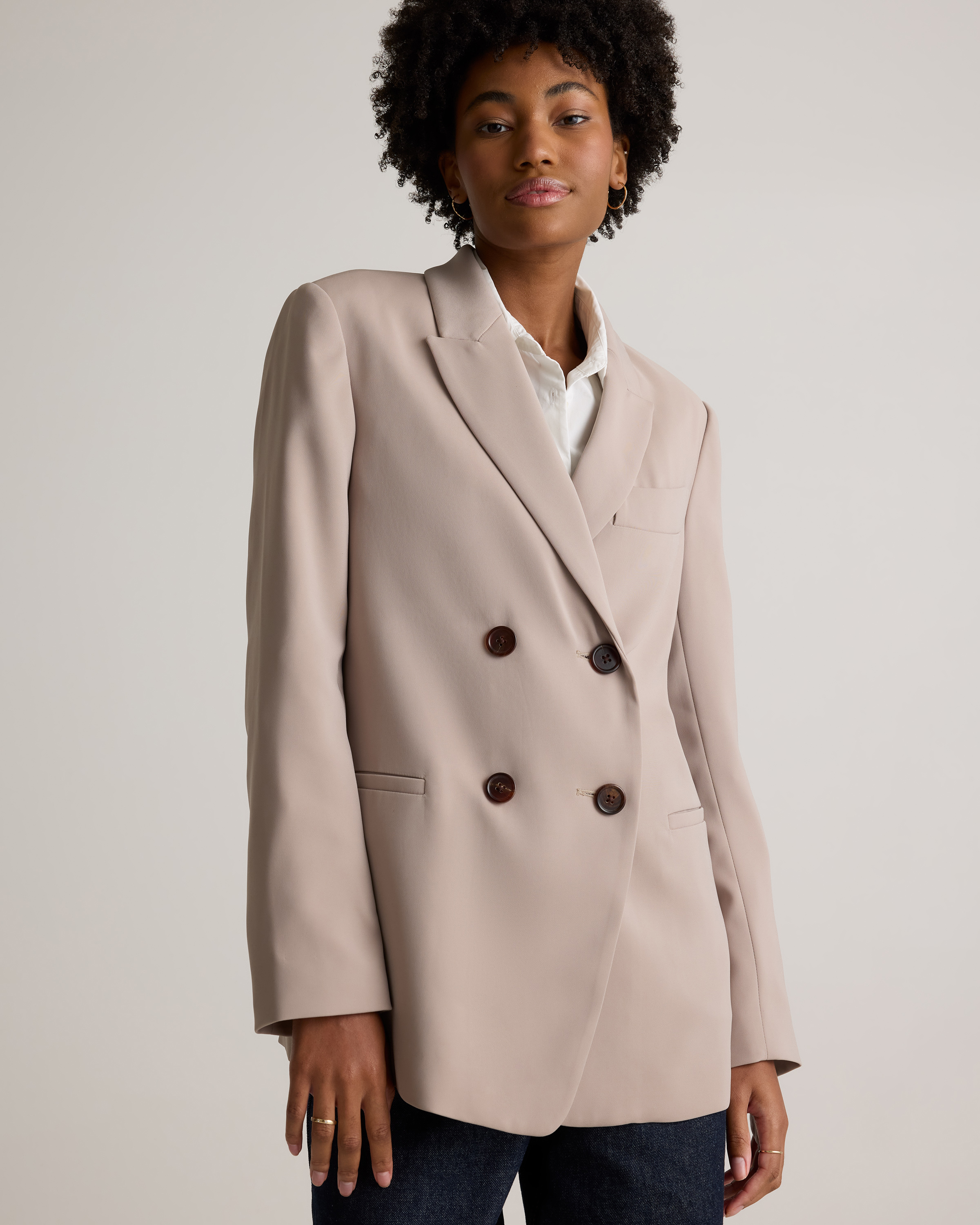 Stretch Crepe Relaxed Double-Breasted Blazer — Image 17