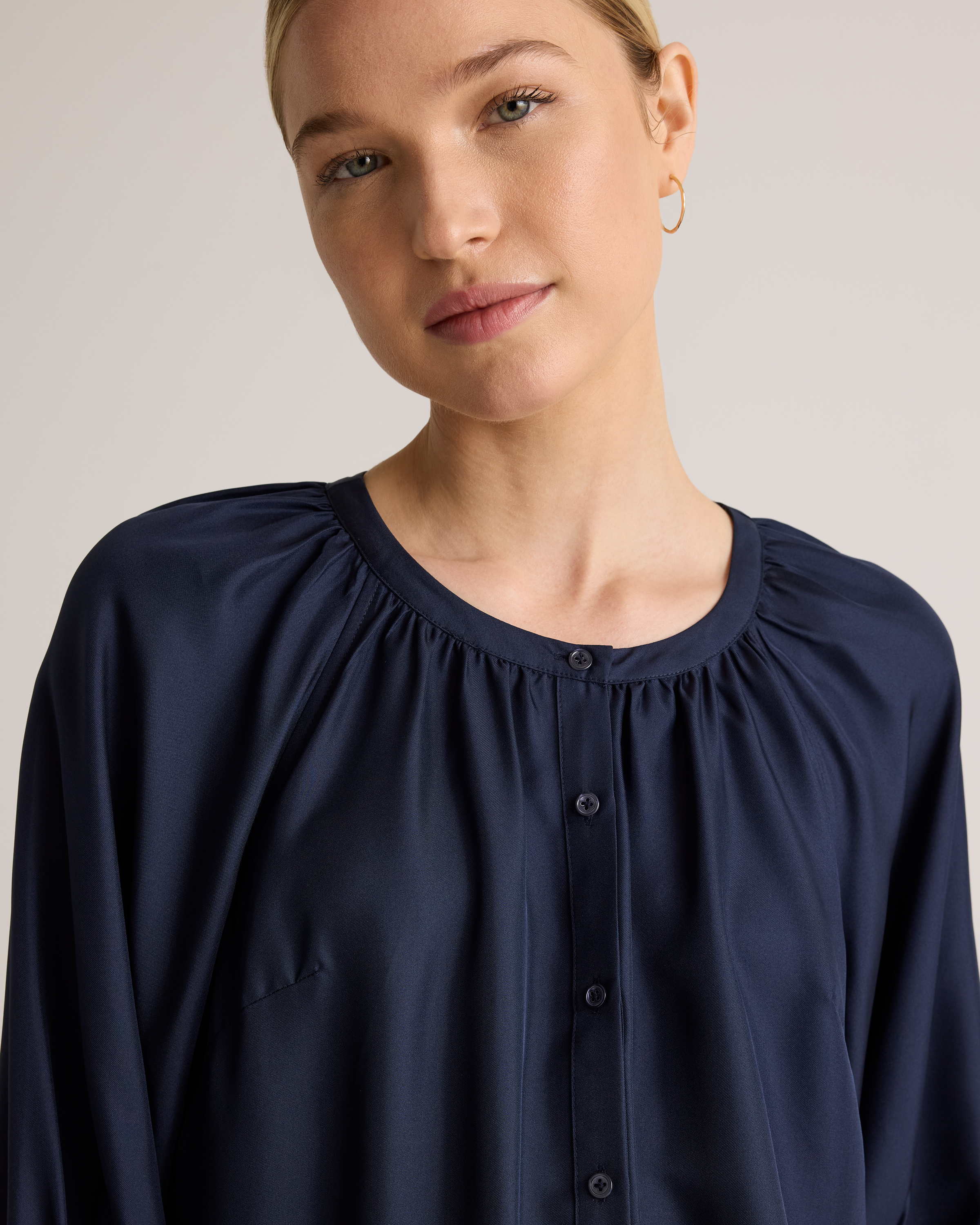 100% Silk Twill Button Front Mini Dress — Image 4