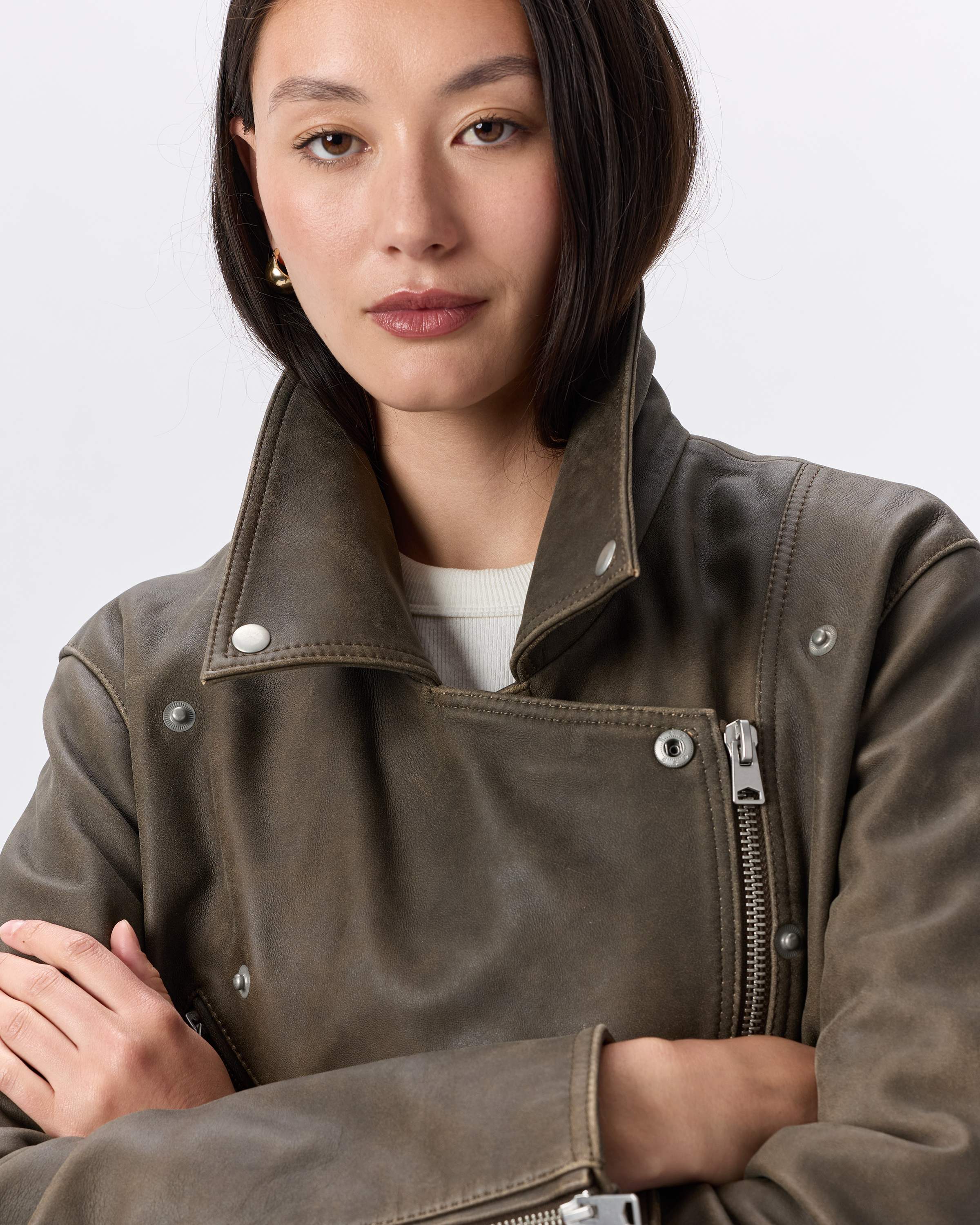 100% Leather Oversized Biker Jacket — Image 7