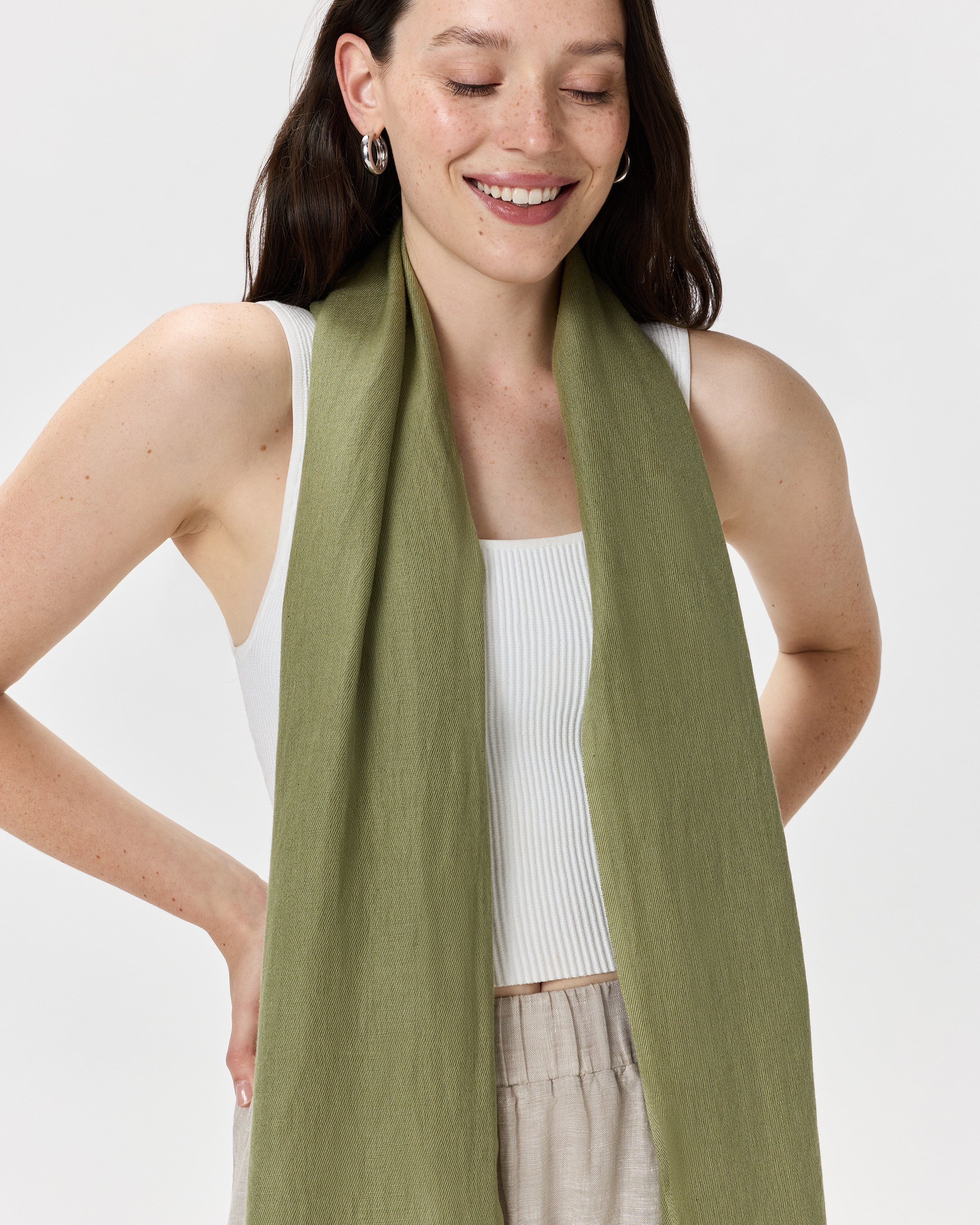 Featherweight Cashmere Silk Frayed Edge Scarf — Image 17