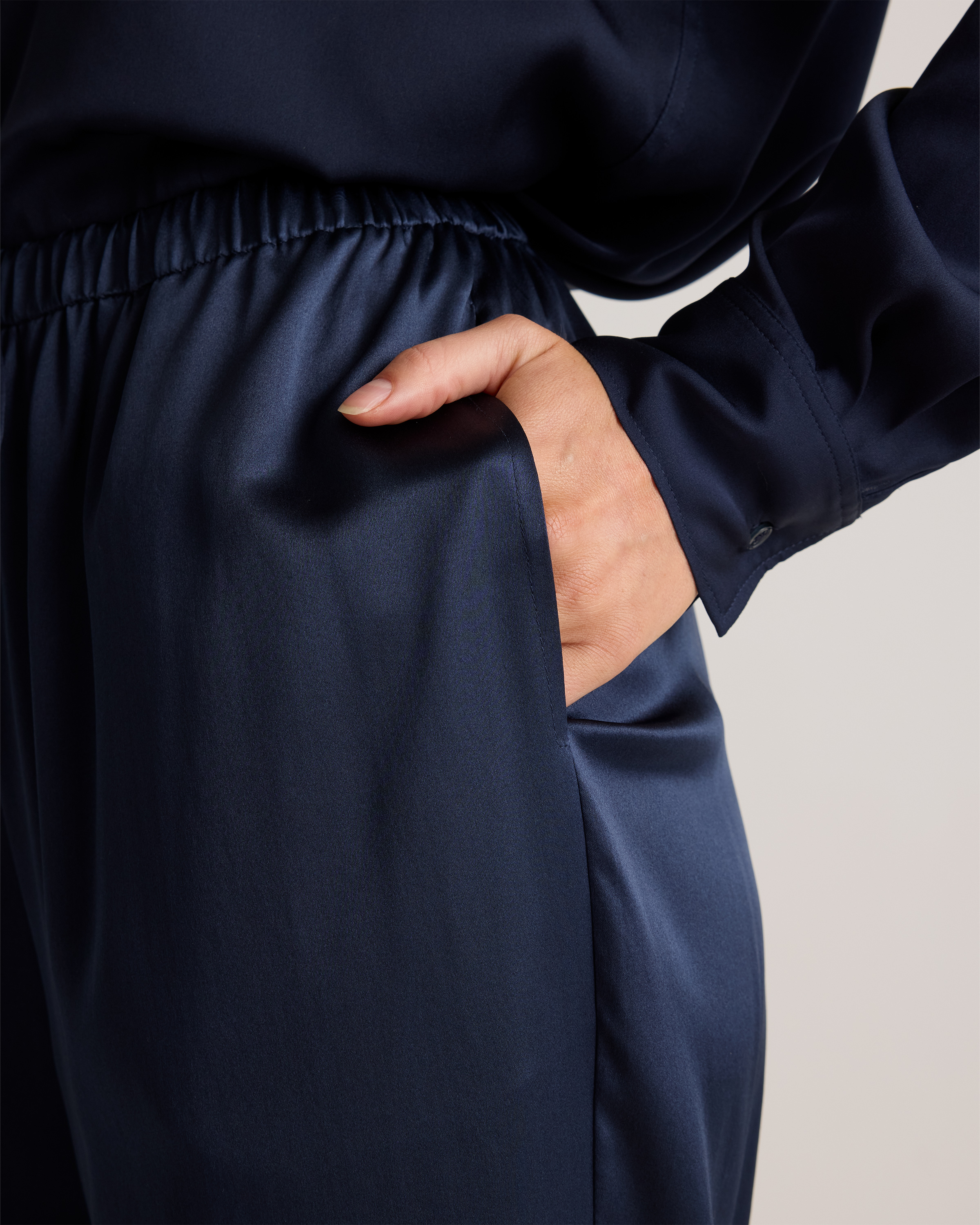 100% Washable Silk Drawstring Wide Leg Pants — Image 12
