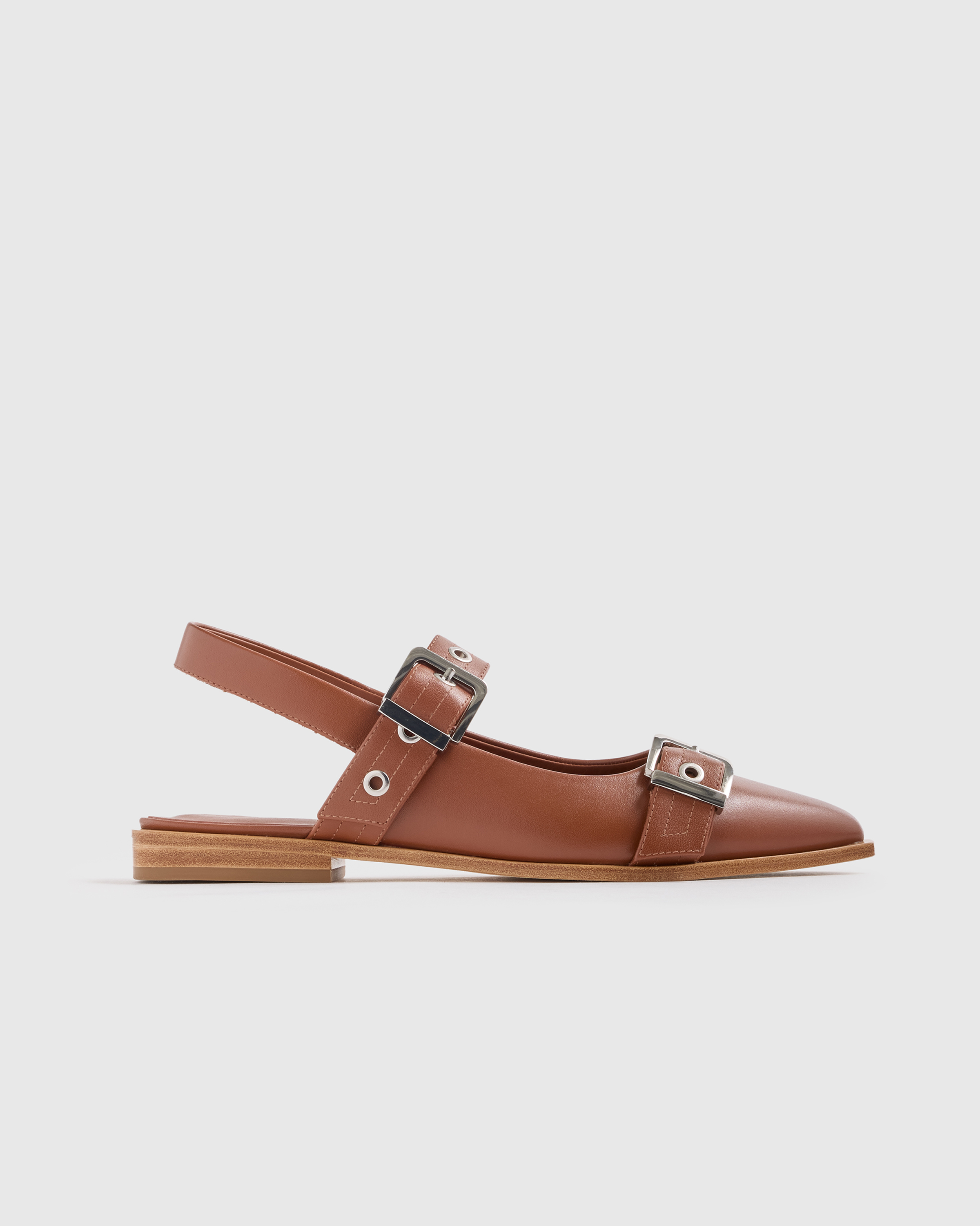 Italian Leather Bold Buckle Slingback Flat — Image 11