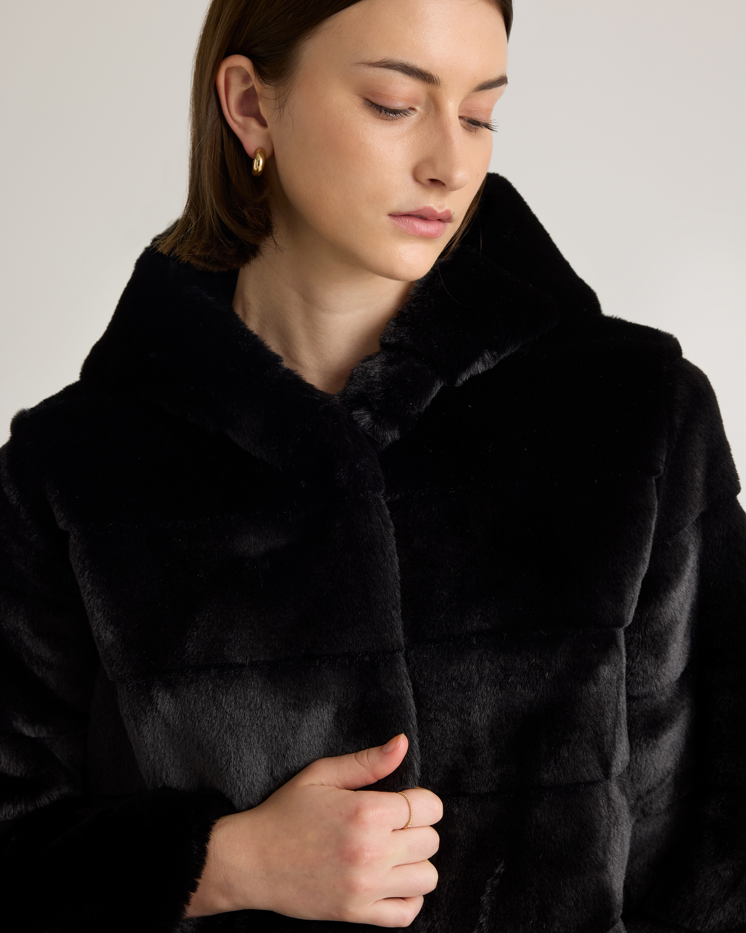Hooded Faux Fur Jacket — Image 11